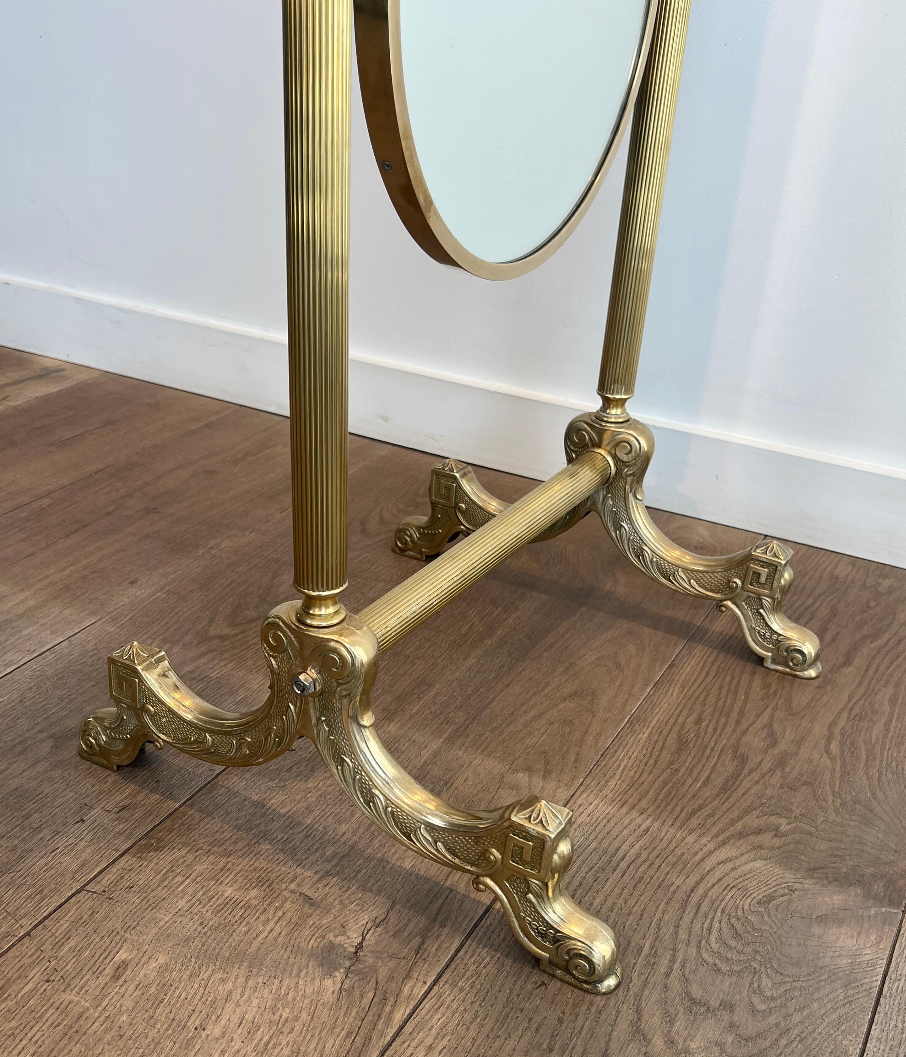 Specchio da terra Psyché in ottone in stile neoclassico della Maison Jansen in vendita 3