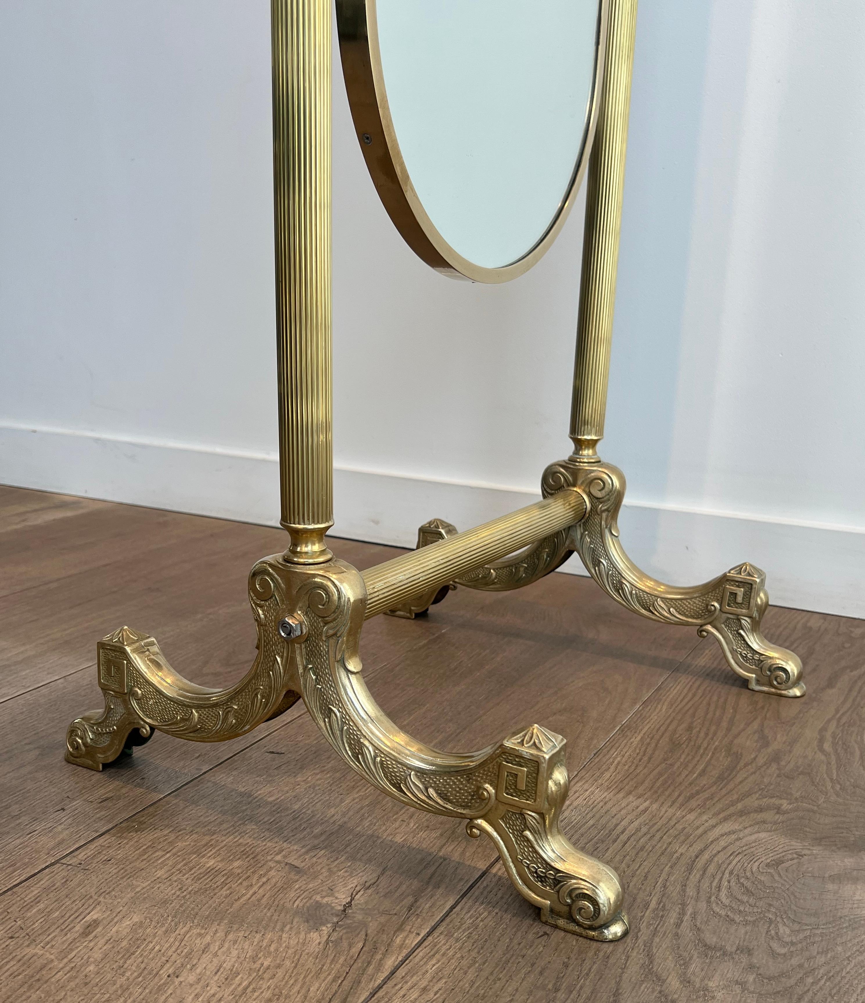 Specchio da terra Psyché in ottone in stile neoclassico della Maison Jansen in vendita 4