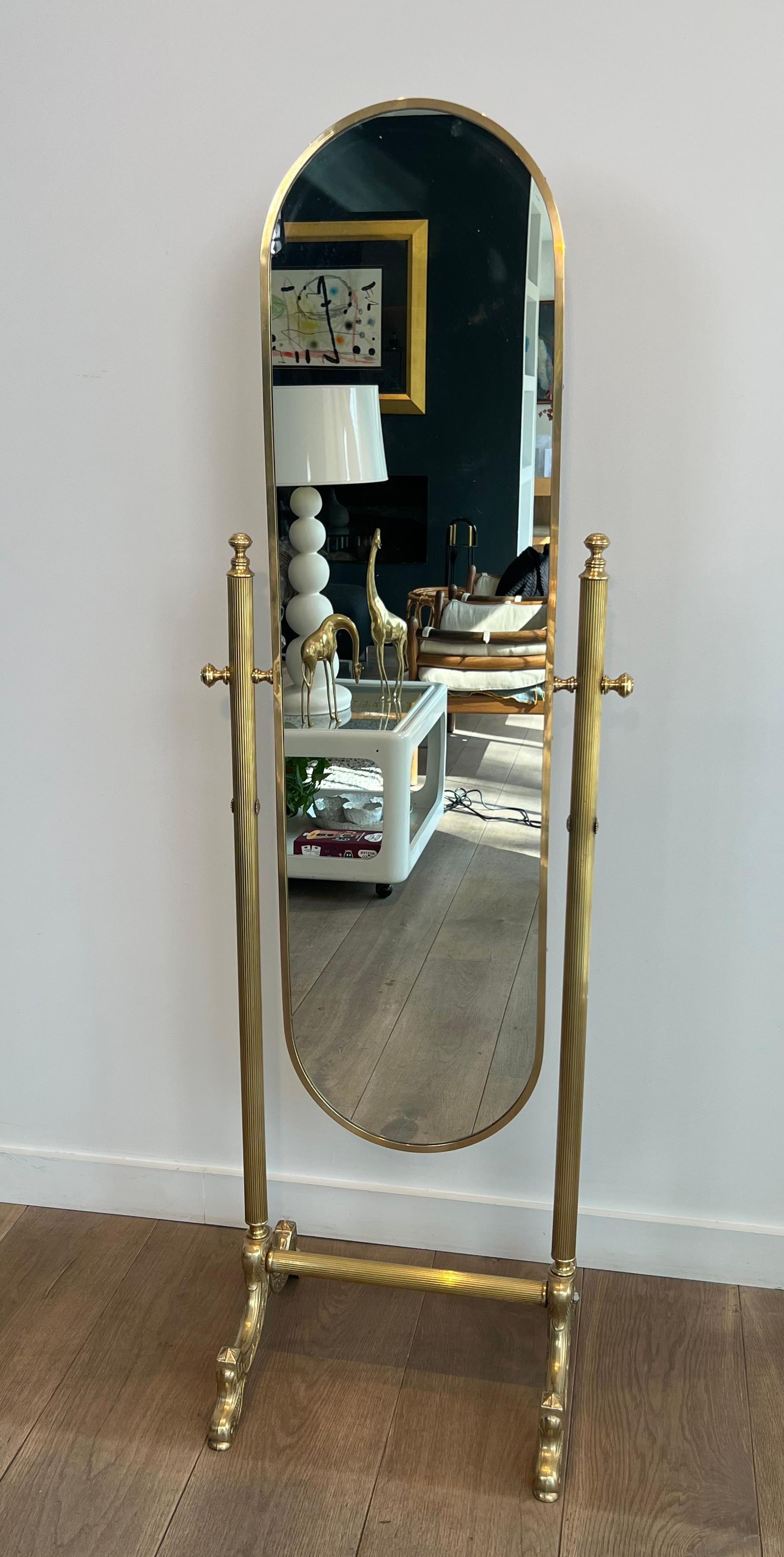 Specchio da terra Psyché in ottone in stile neoclassico della Maison Jansen in vendita 5