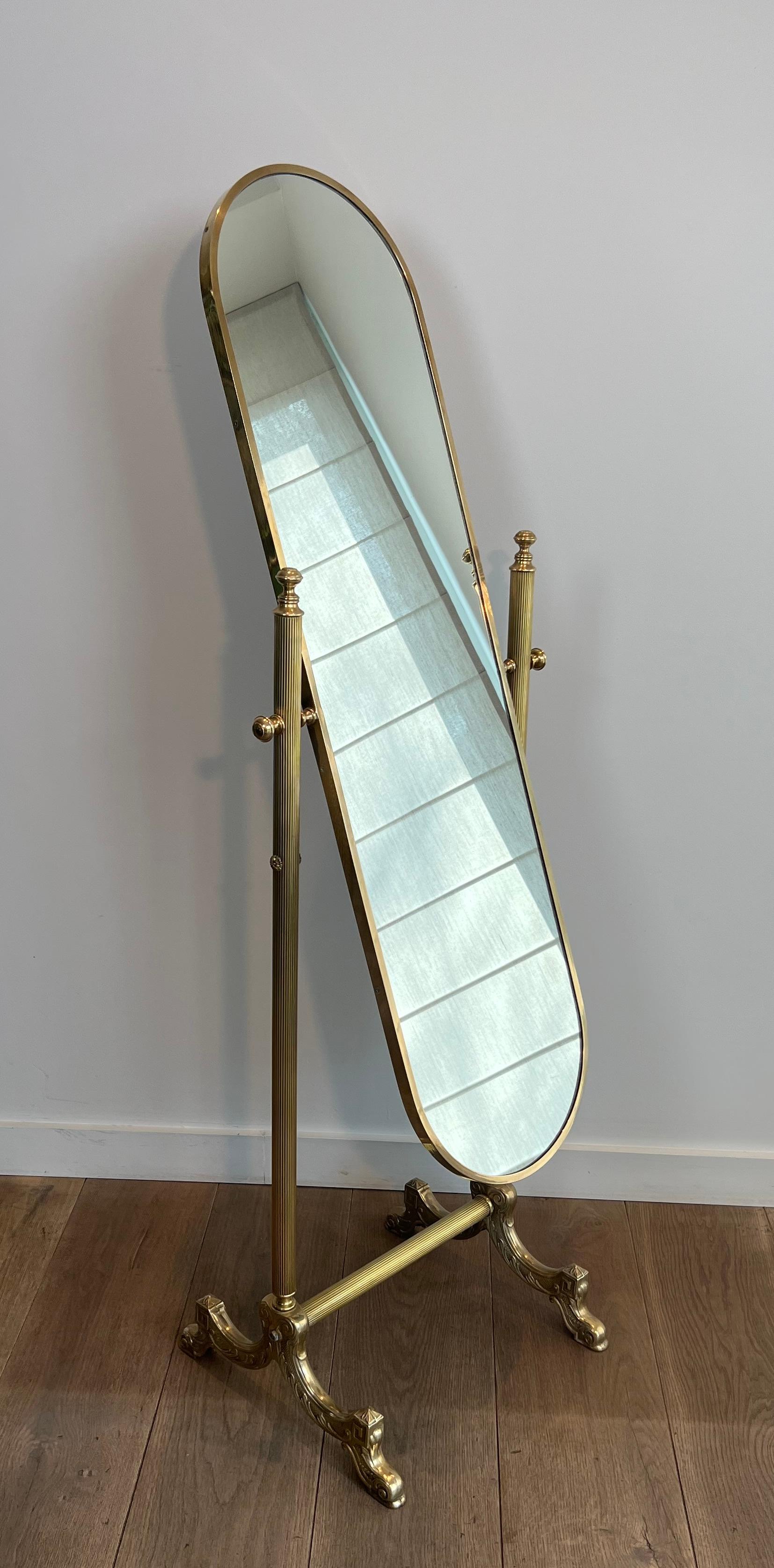 Specchio da terra Psyché in ottone in stile neoclassico della Maison Jansen in vendita 6