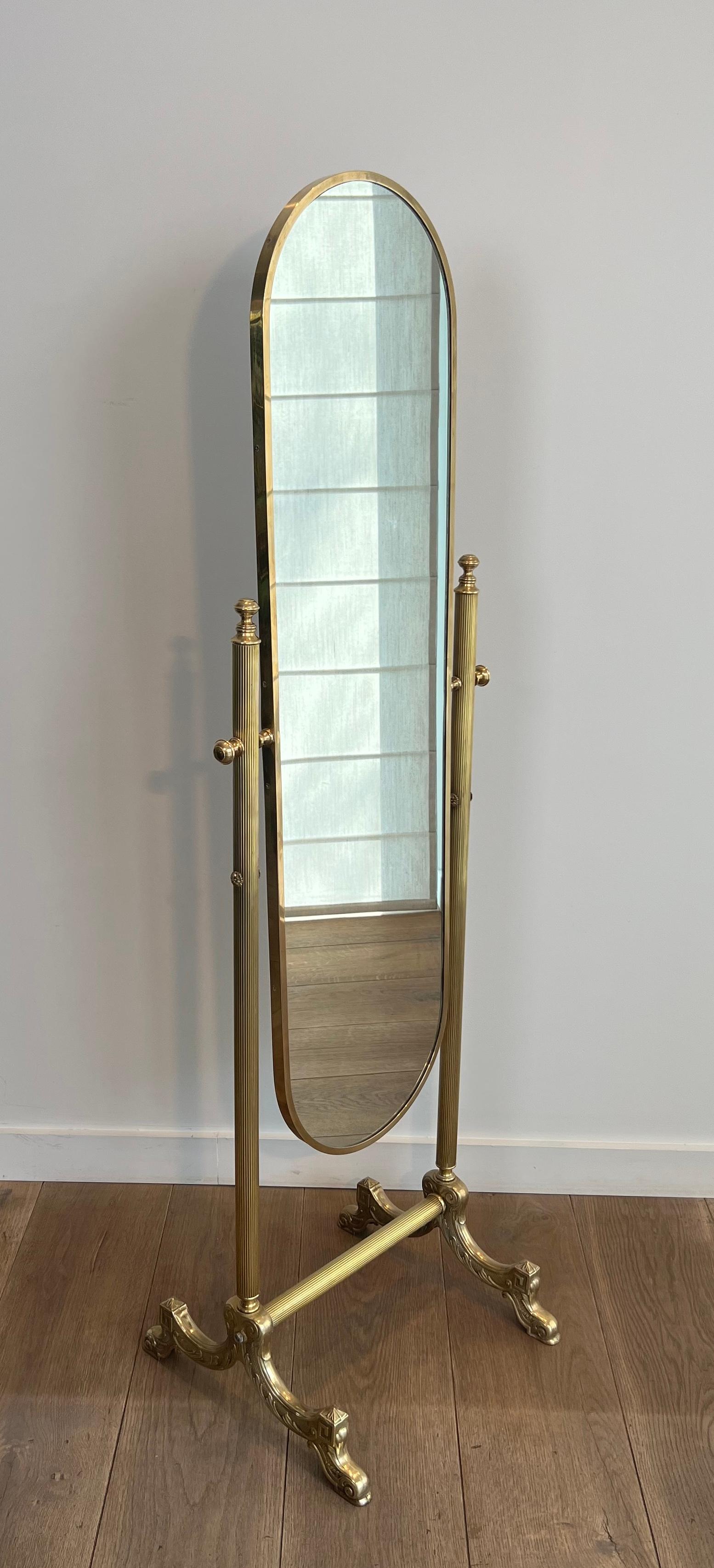 Specchio da terra Psyché in ottone in stile neoclassico della Maison Jansen in vendita 7