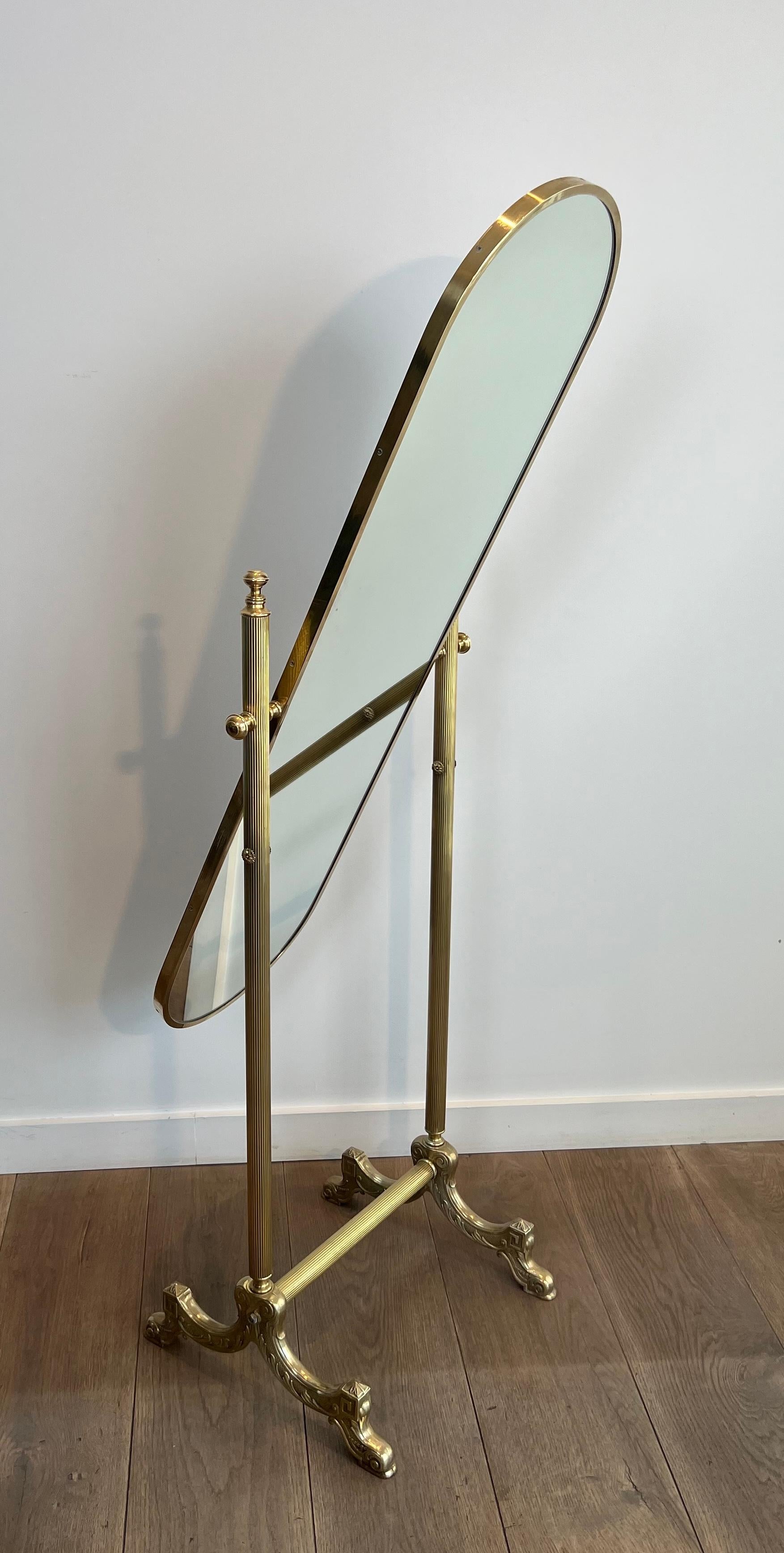 Specchio da terra Psyché in ottone in stile neoclassico della Maison Jansen in vendita 8