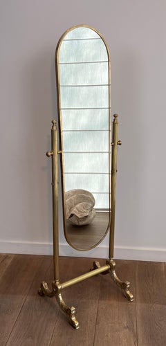 Neoklassizistischer Psyché-Bodenspiegel aus Messing im Stil von Maison Jansen