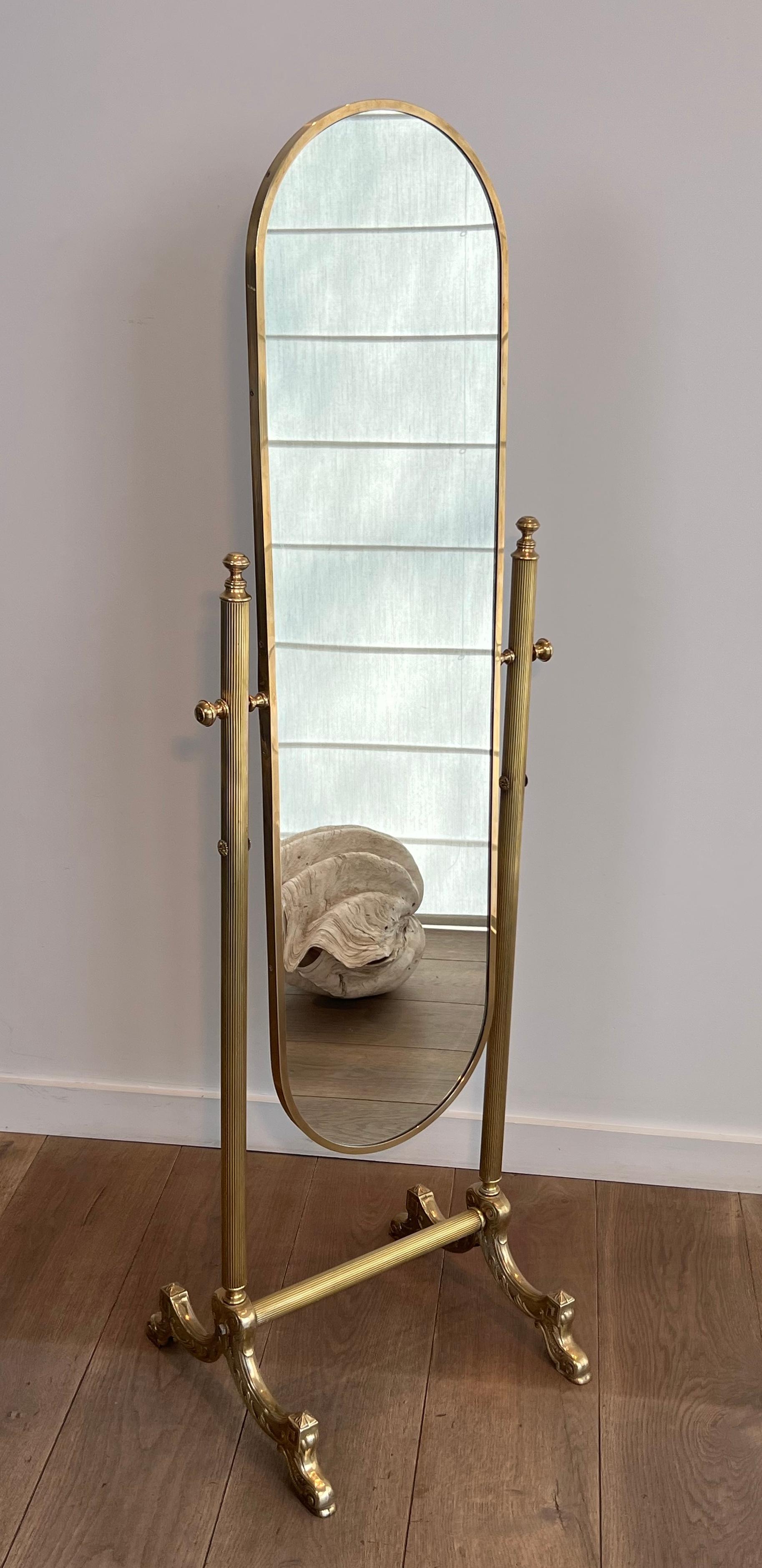 Specchio da terra Psyché in ottone in stile neoclassico della Maison Jansen in vendita 13