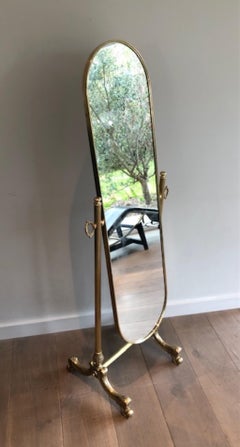 Miroir Psyché en laiton de style néoclassique dans le style de la Maison Jansen