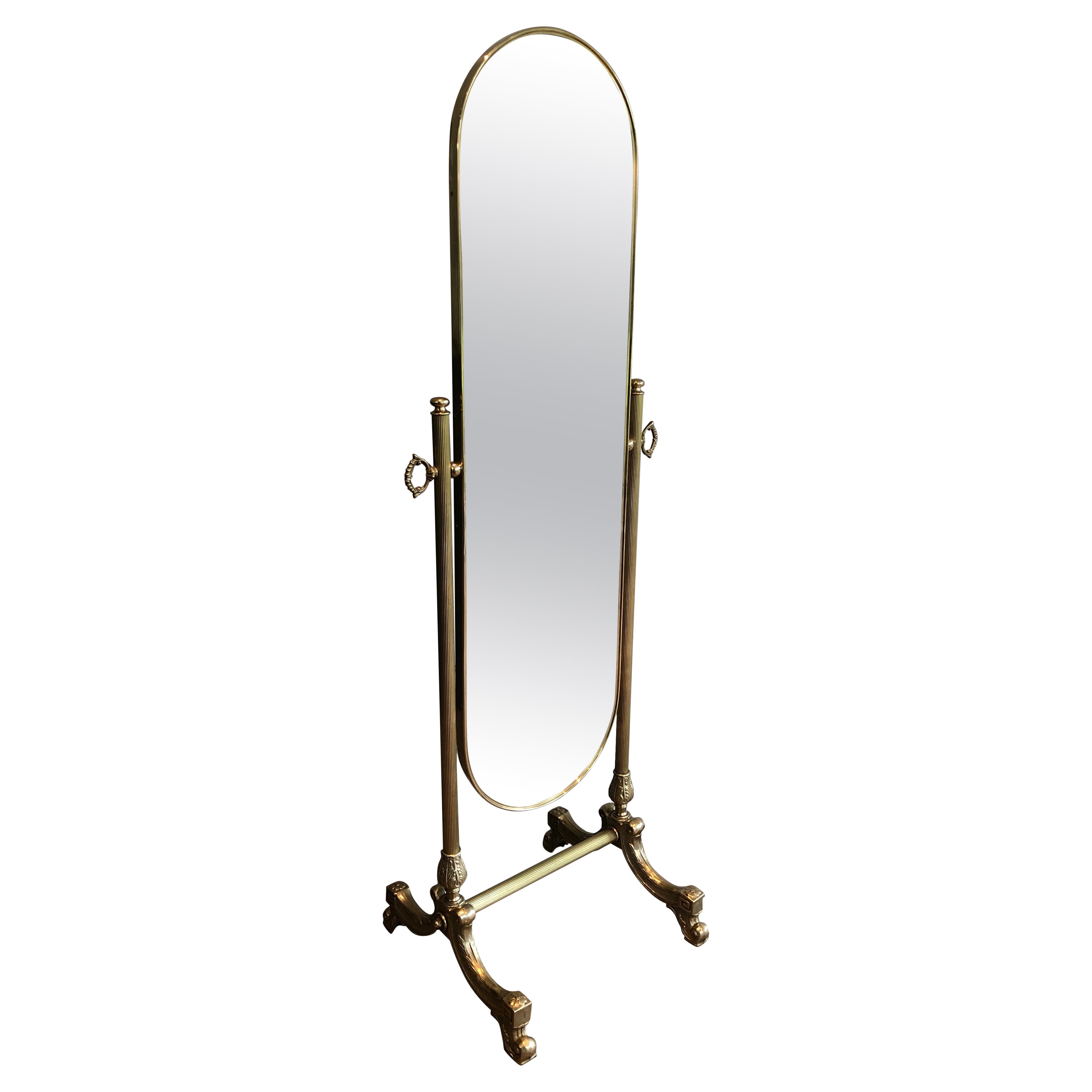 Neoklassischen Stil Messing Psyche Spiegel im Stil der Maison Jansen im Angebot