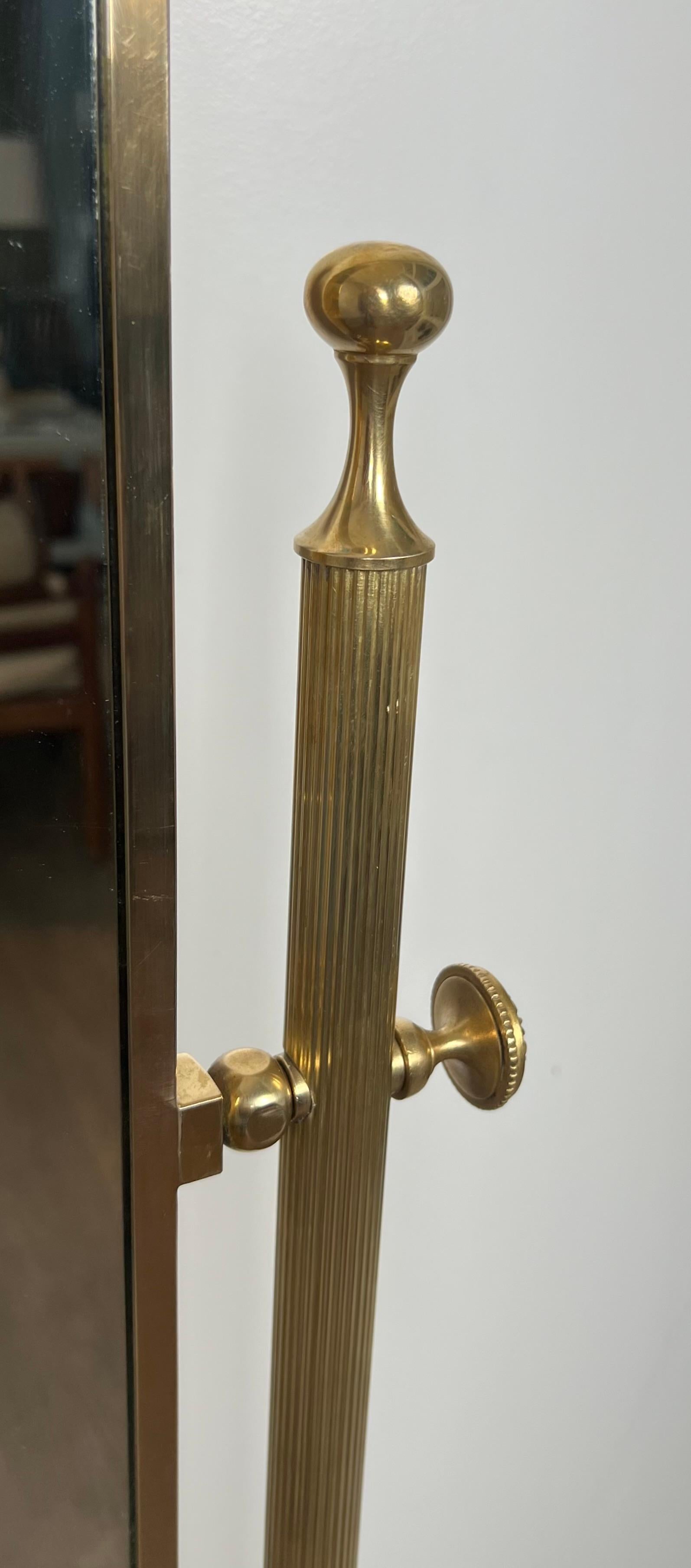 Neoclassical Style Brass Psyche Mirror with Dolphins Base. by Maison Jansen 8