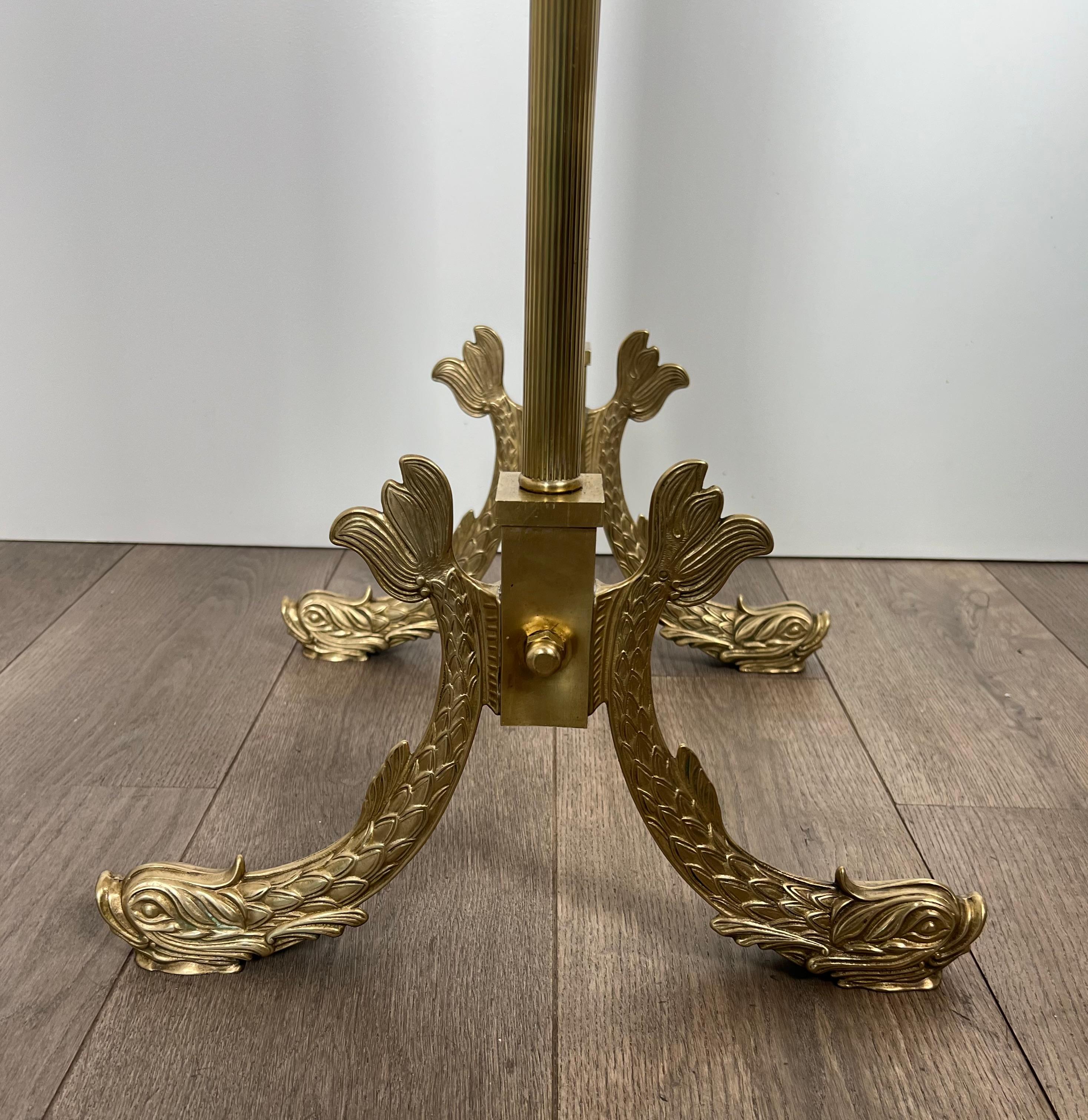 Neoclassical Style Brass Psyche Mirror with Dolphins Base. by Maison Jansen 12