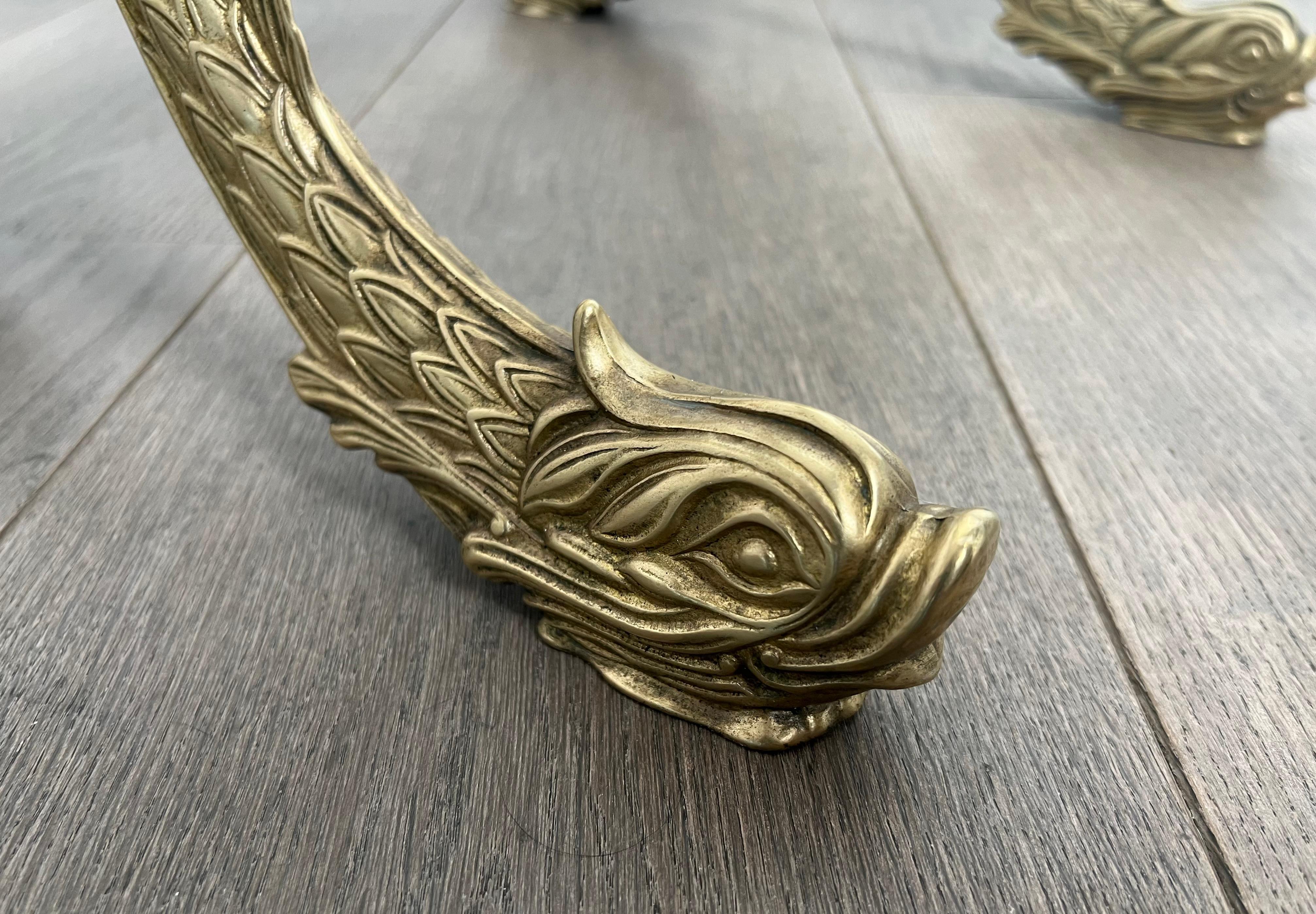 Neoclassical Style Brass Psyche Mirror with Dolphins Base. by Maison Jansen 13