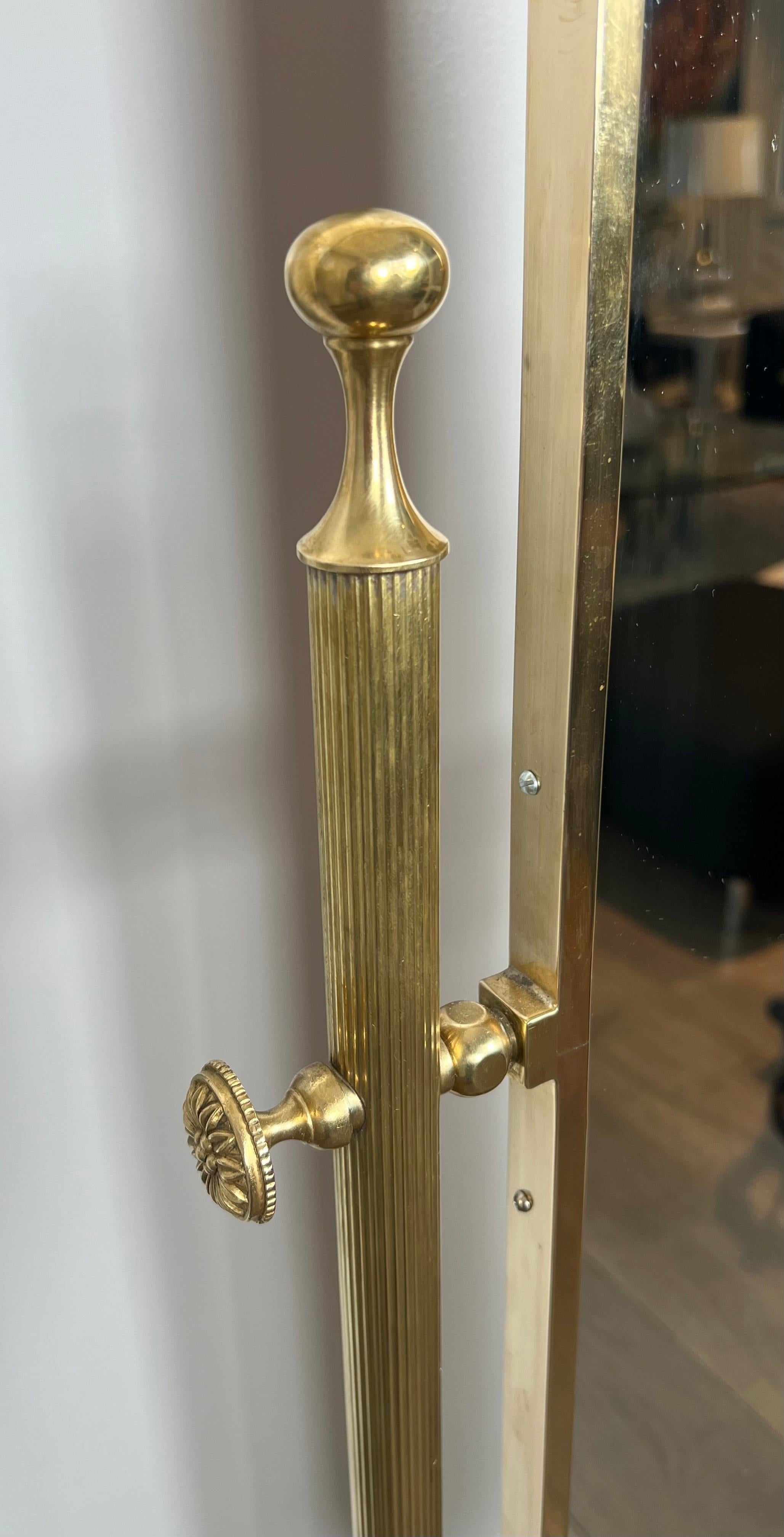 Neoclassical Style Brass Psyche Mirror with Dolphins Base. by Maison Jansen 3