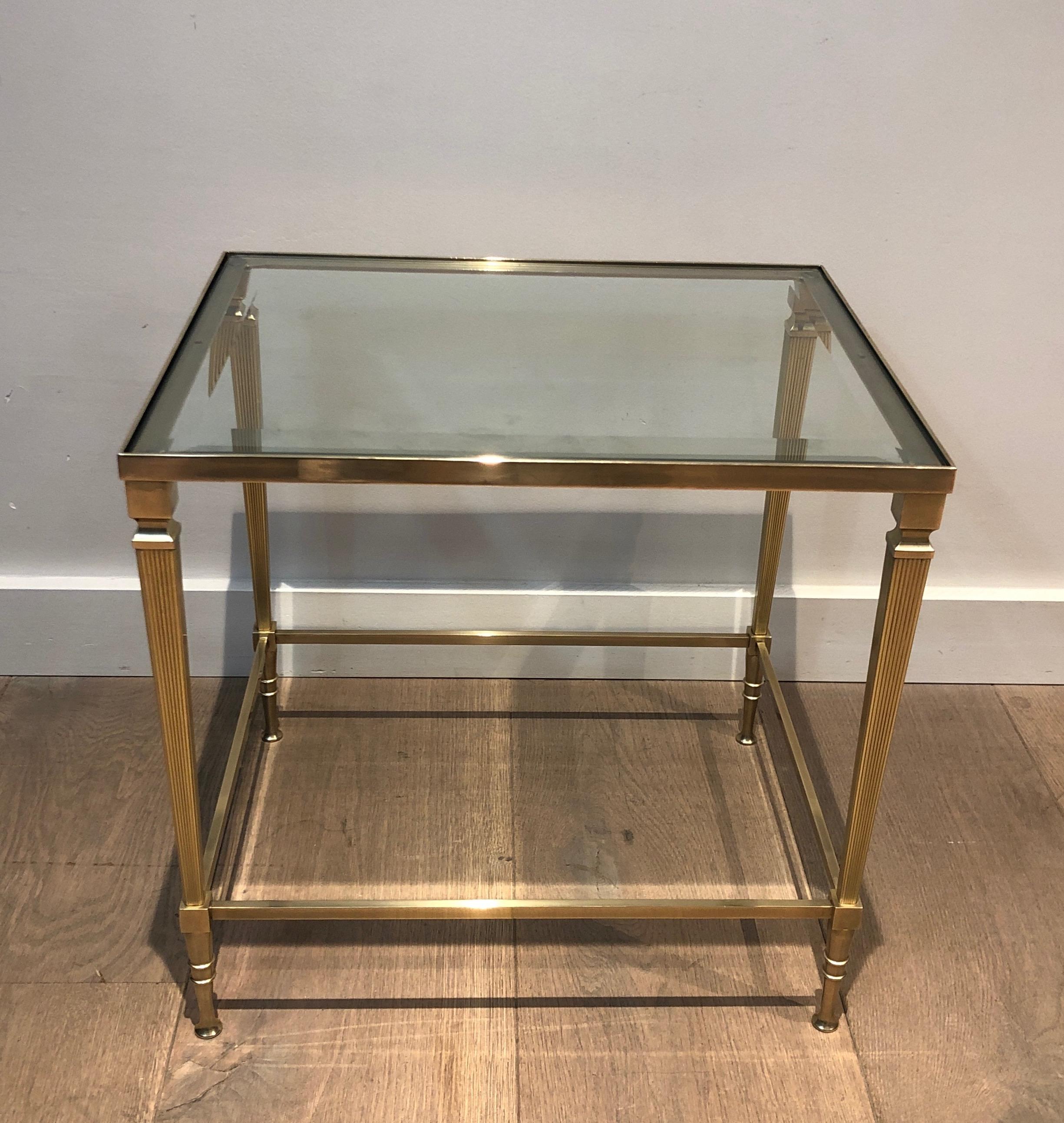 French Neoclassical Style Brass Side Table by Maison Jansen
