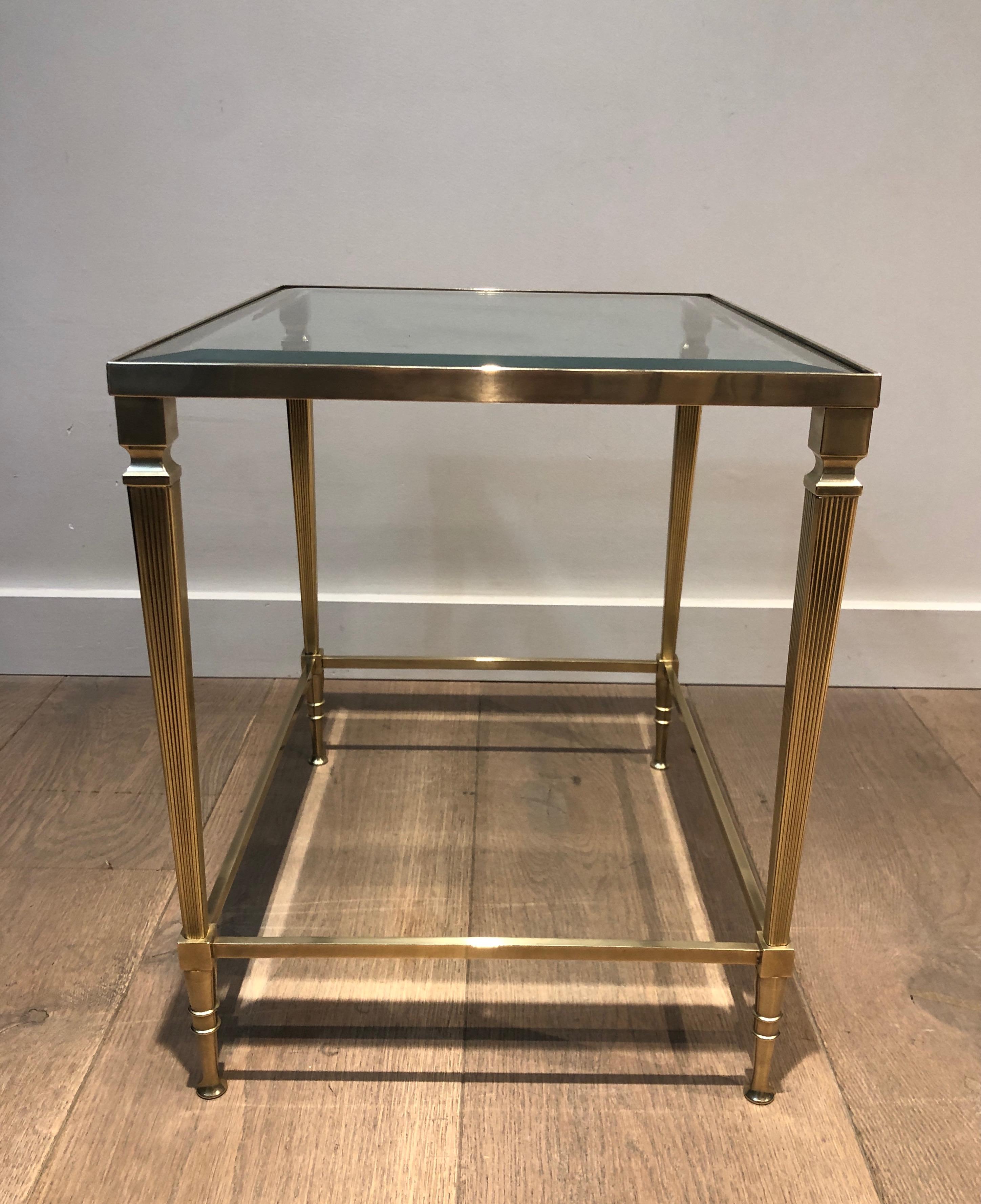 Mid-20th Century Neoclassical Style Brass Side Table by Maison Jansen For Sale