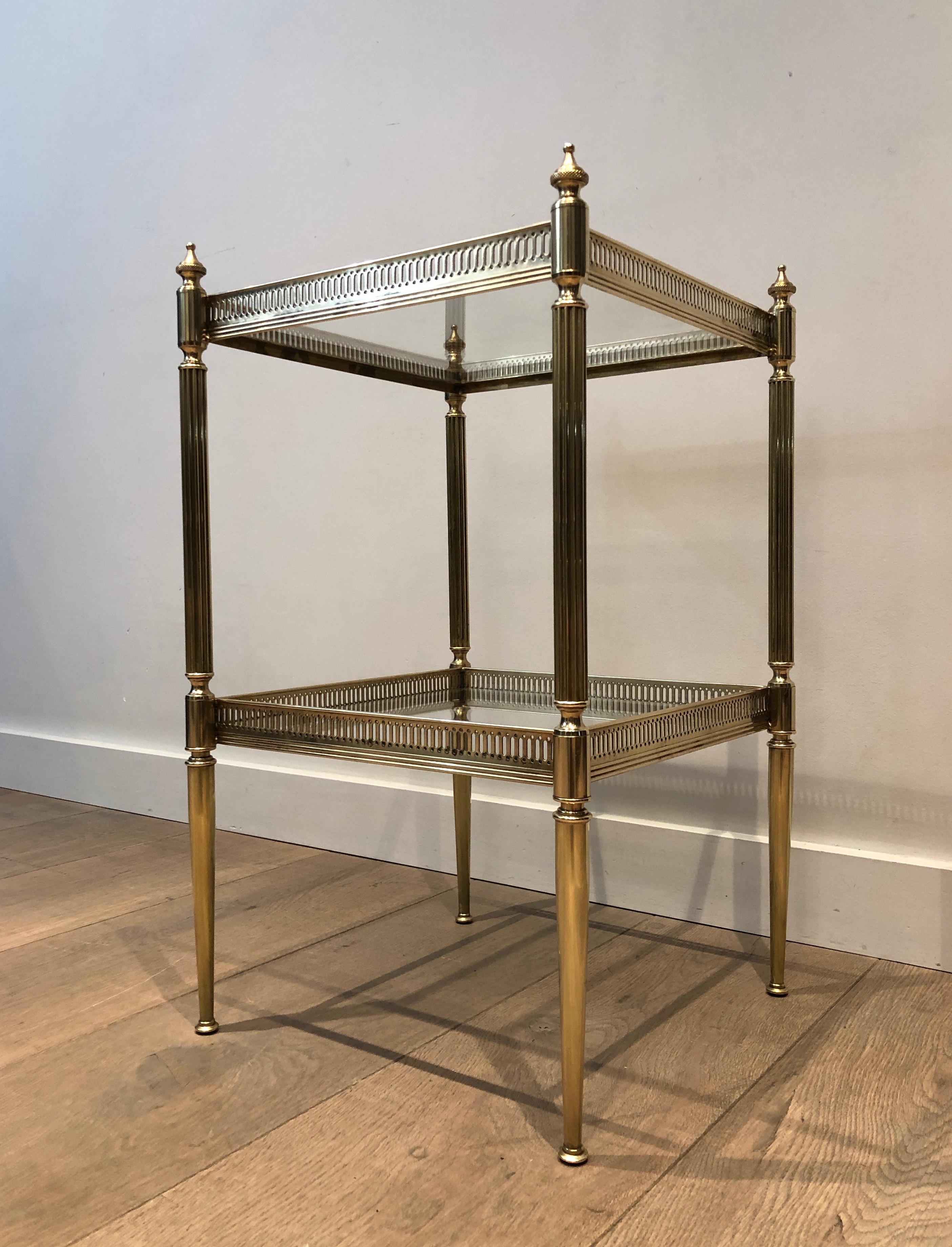 Glass Neoclassical Style Brass Side Table by Maison Jansen