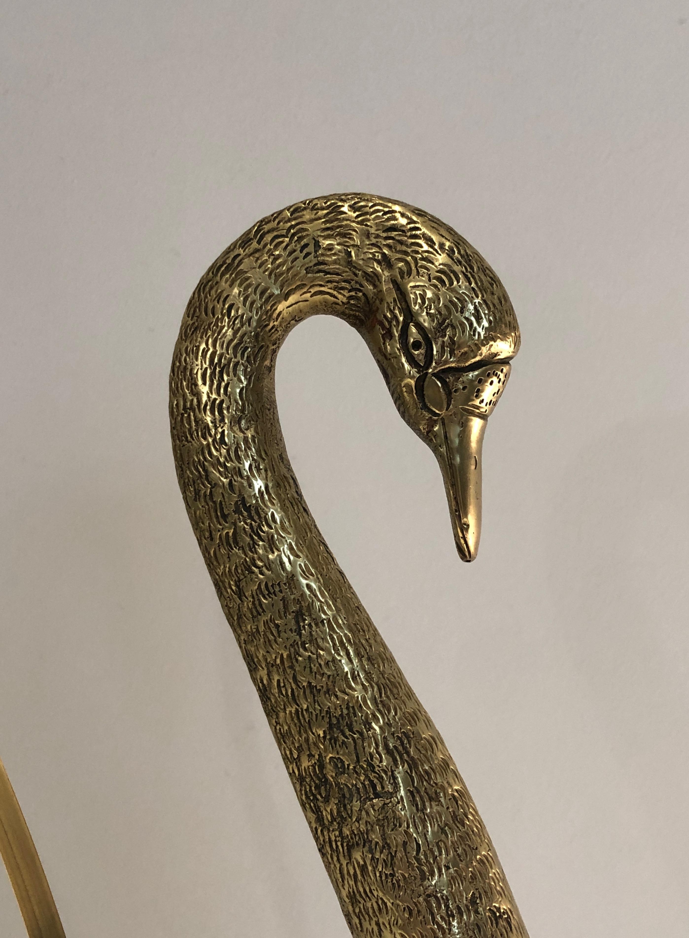 Neoclassical Style Brass Swan Magazine Rack, Italy in the Style of Maison Jansen For Sale 10