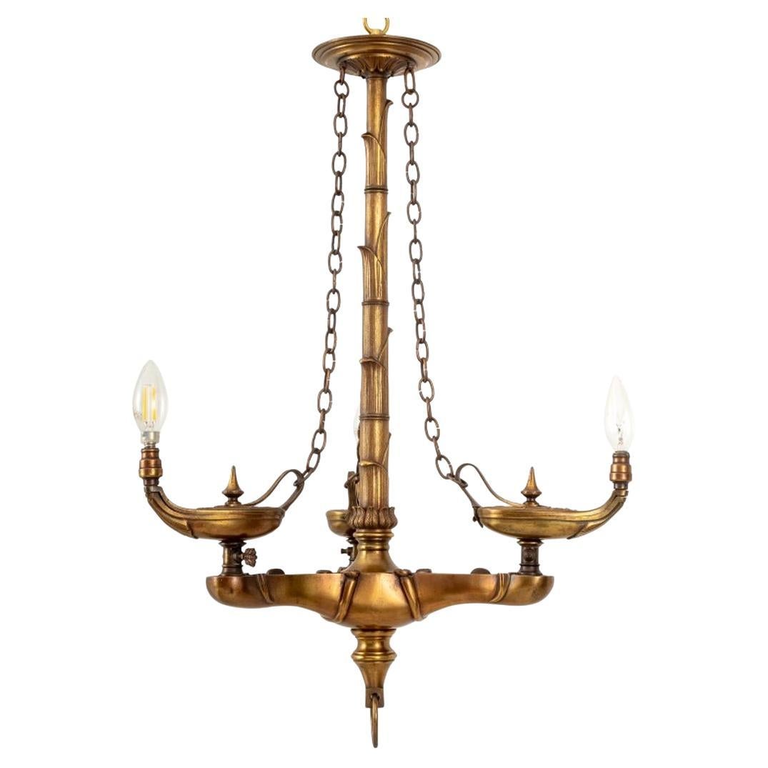Neoclassical Style Brass Three-Light Chandelier