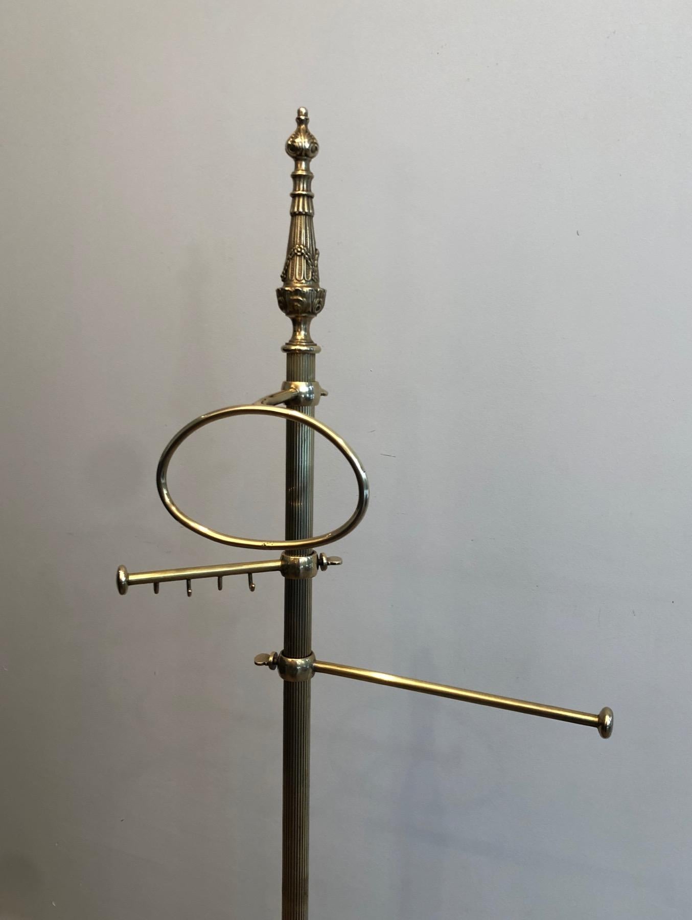 French Neoclassical Style Brass Towel Holder For Sale