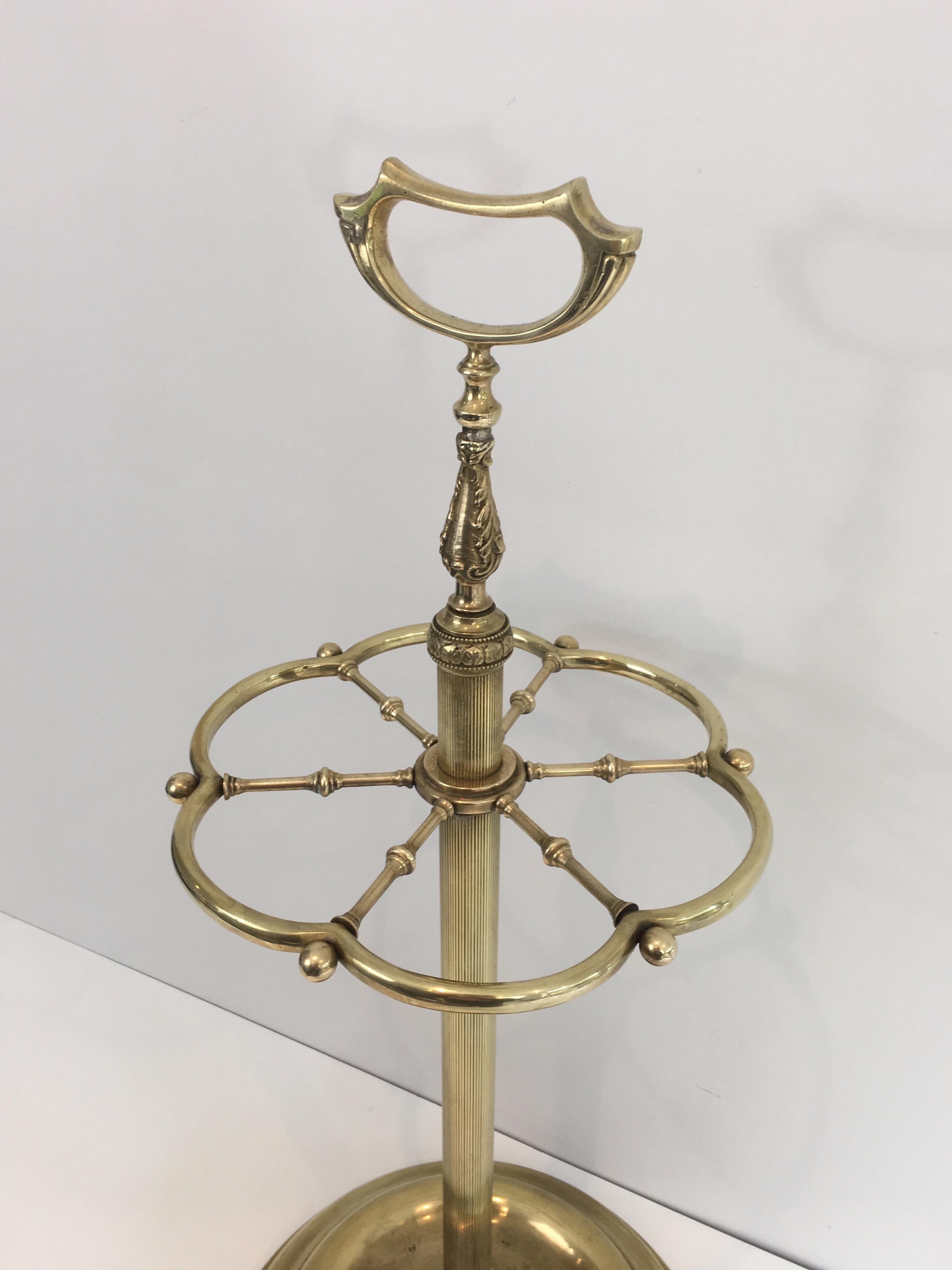 Mid-20th Century Neoclassical Style Brass Umbrella Stand, French, circa 1940