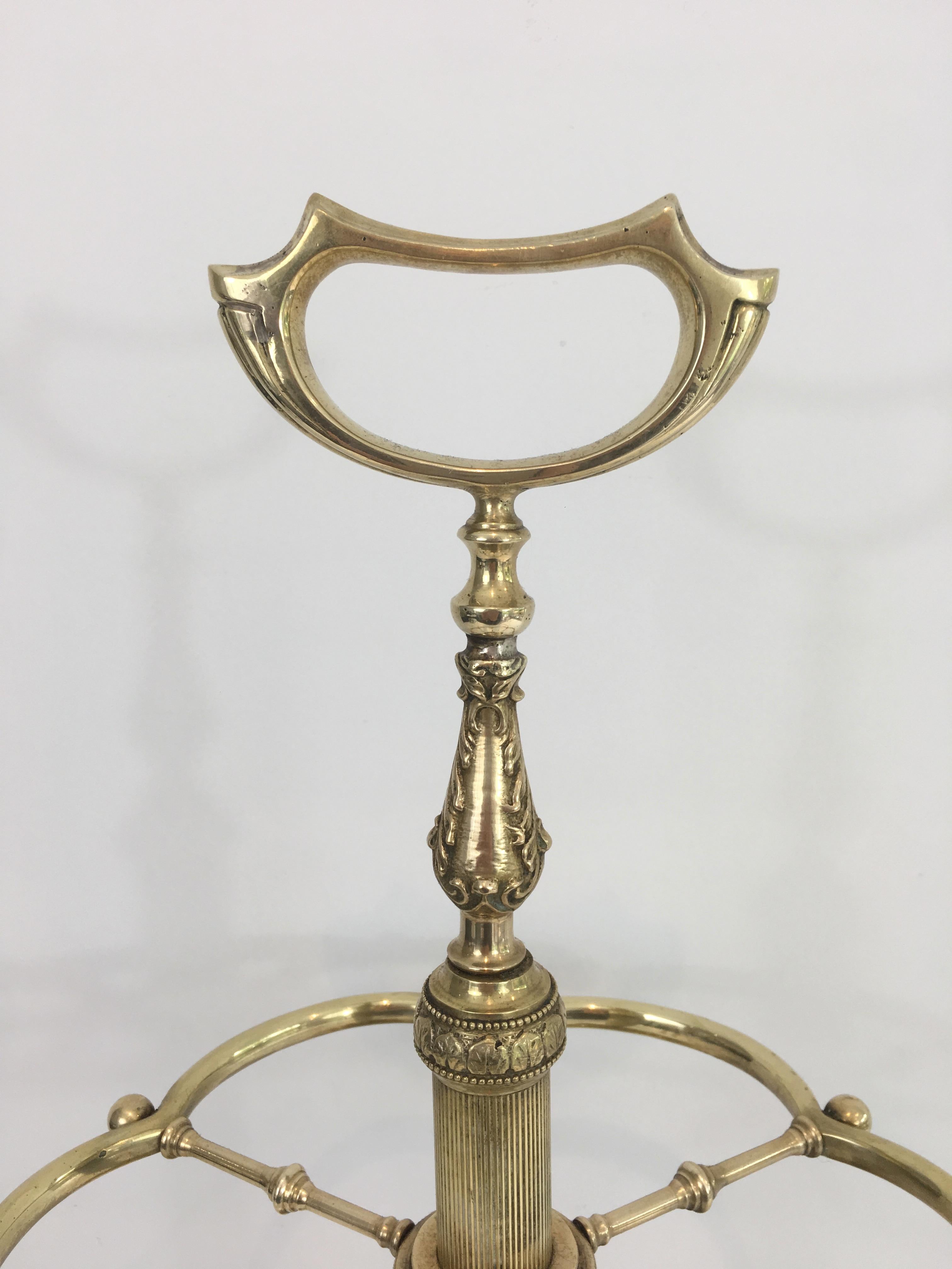 Neoclassical Style Brass Umbrella Stand, French, circa 1940 1