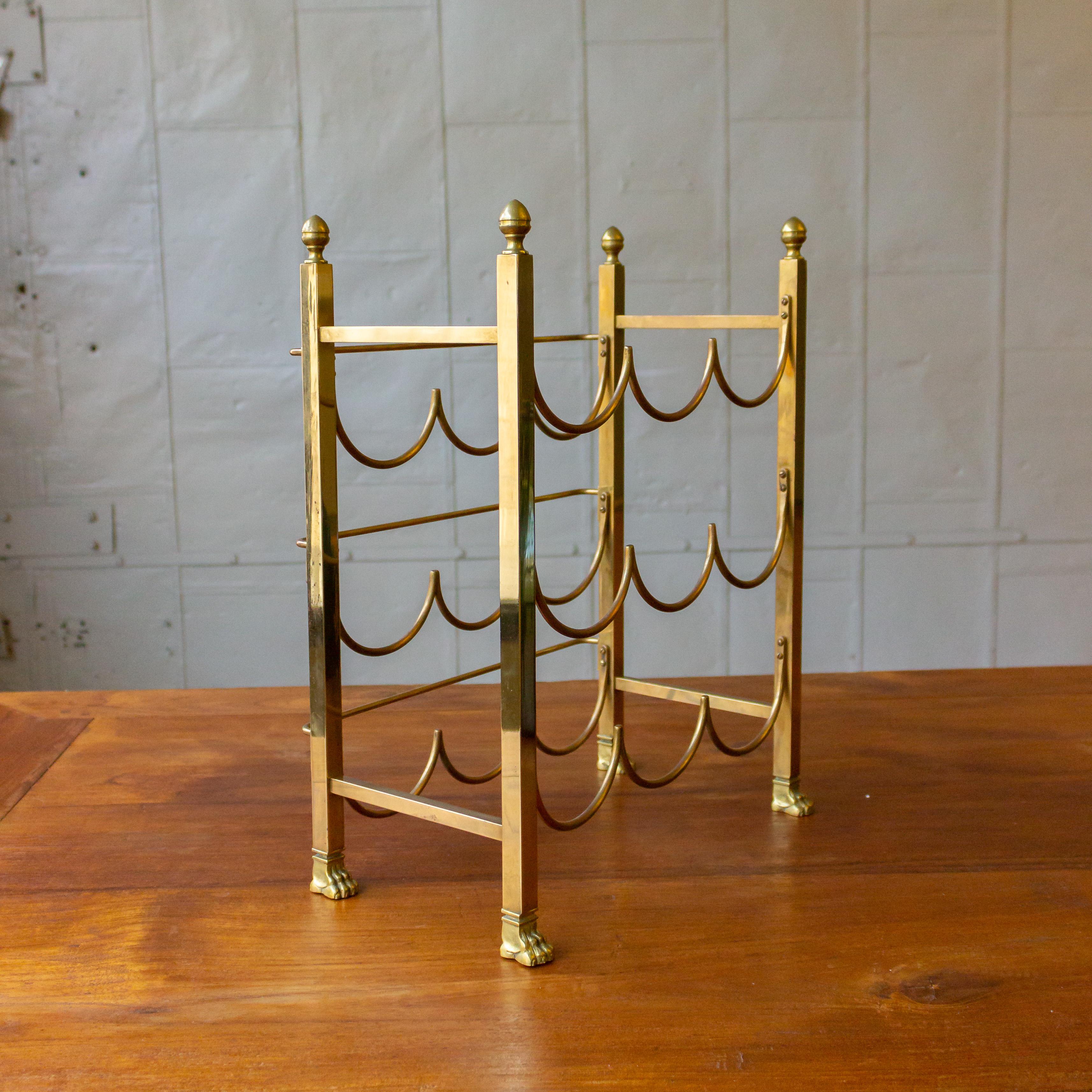 vintage brass wine rack