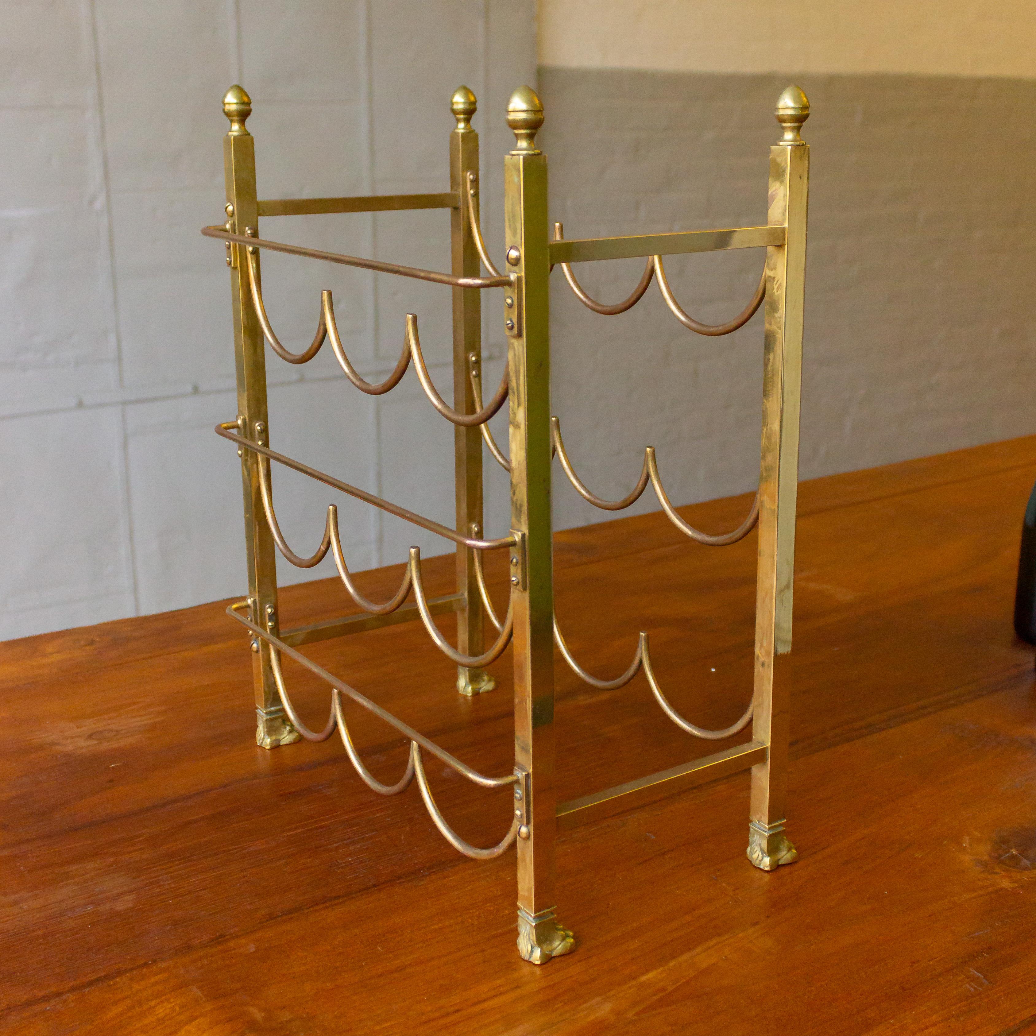 Polished Neoclassical Style Brass Wine Rack