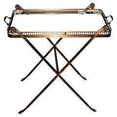 Neoclassical Style Brass X Base Tray Table, Circa 1960