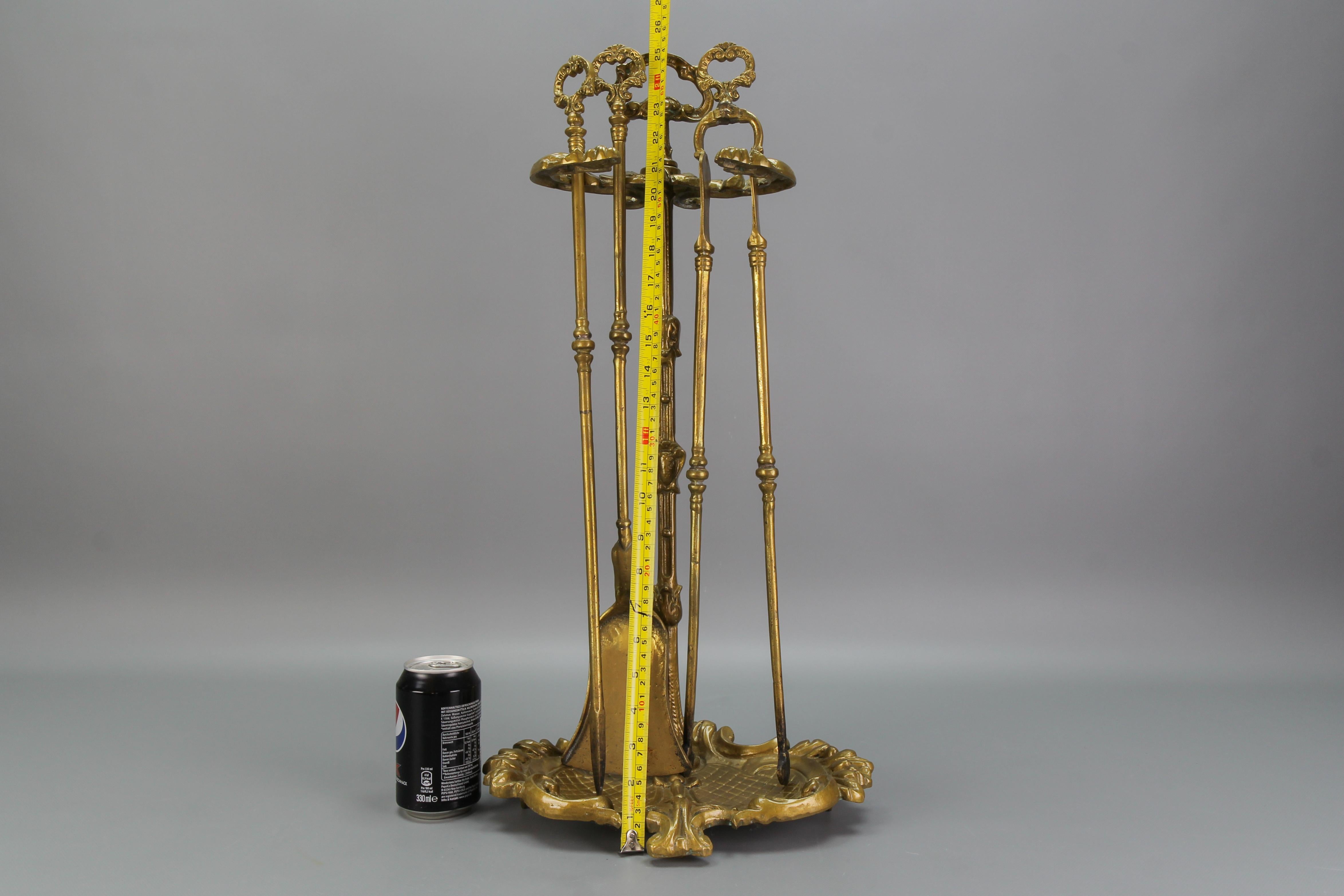 Neoclassical Style Bronze and Brass Fireplace Tool Set, France, 1950s 9