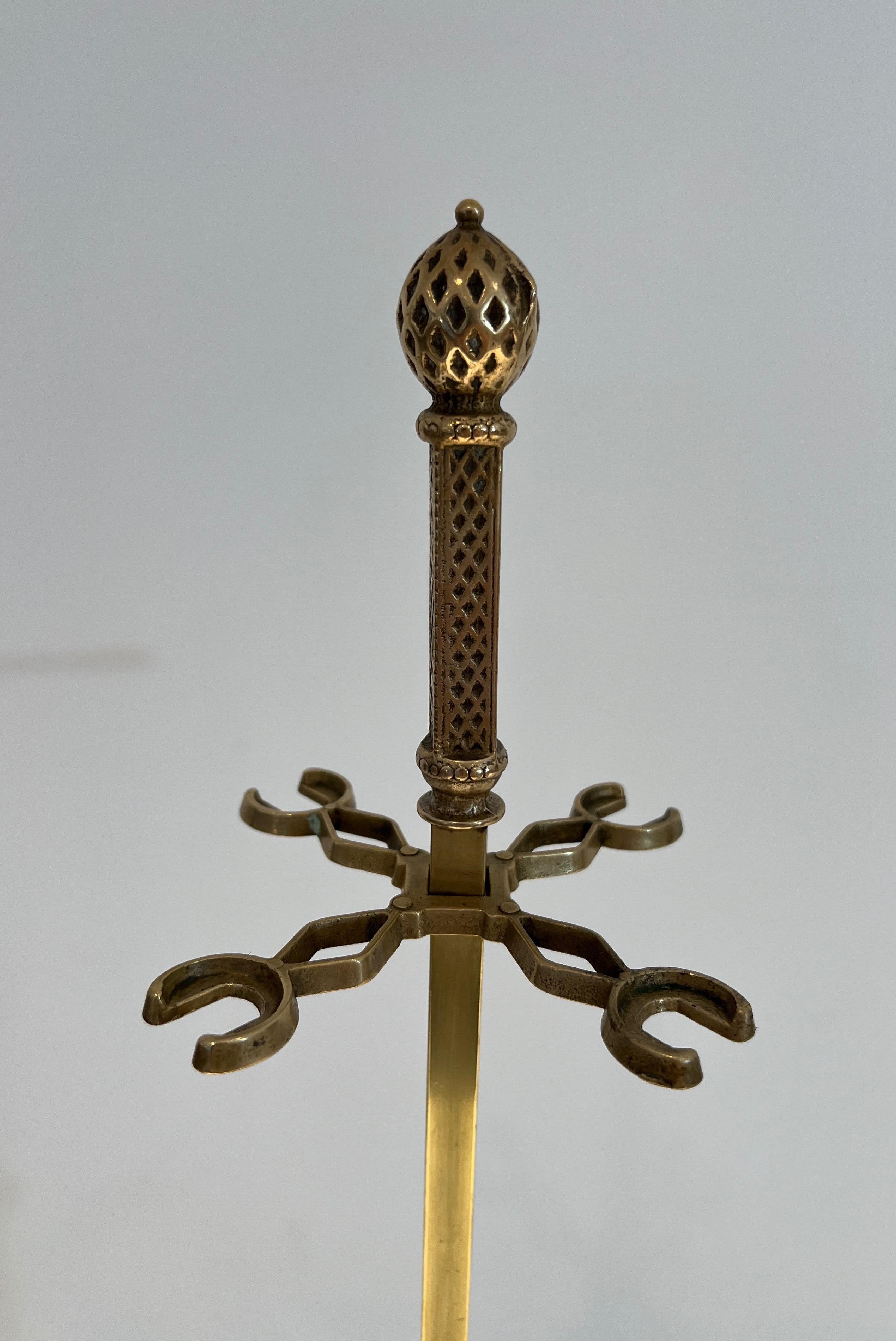 Neoclassical Style Bronze and Brass Fireplace Tools For Sale 1