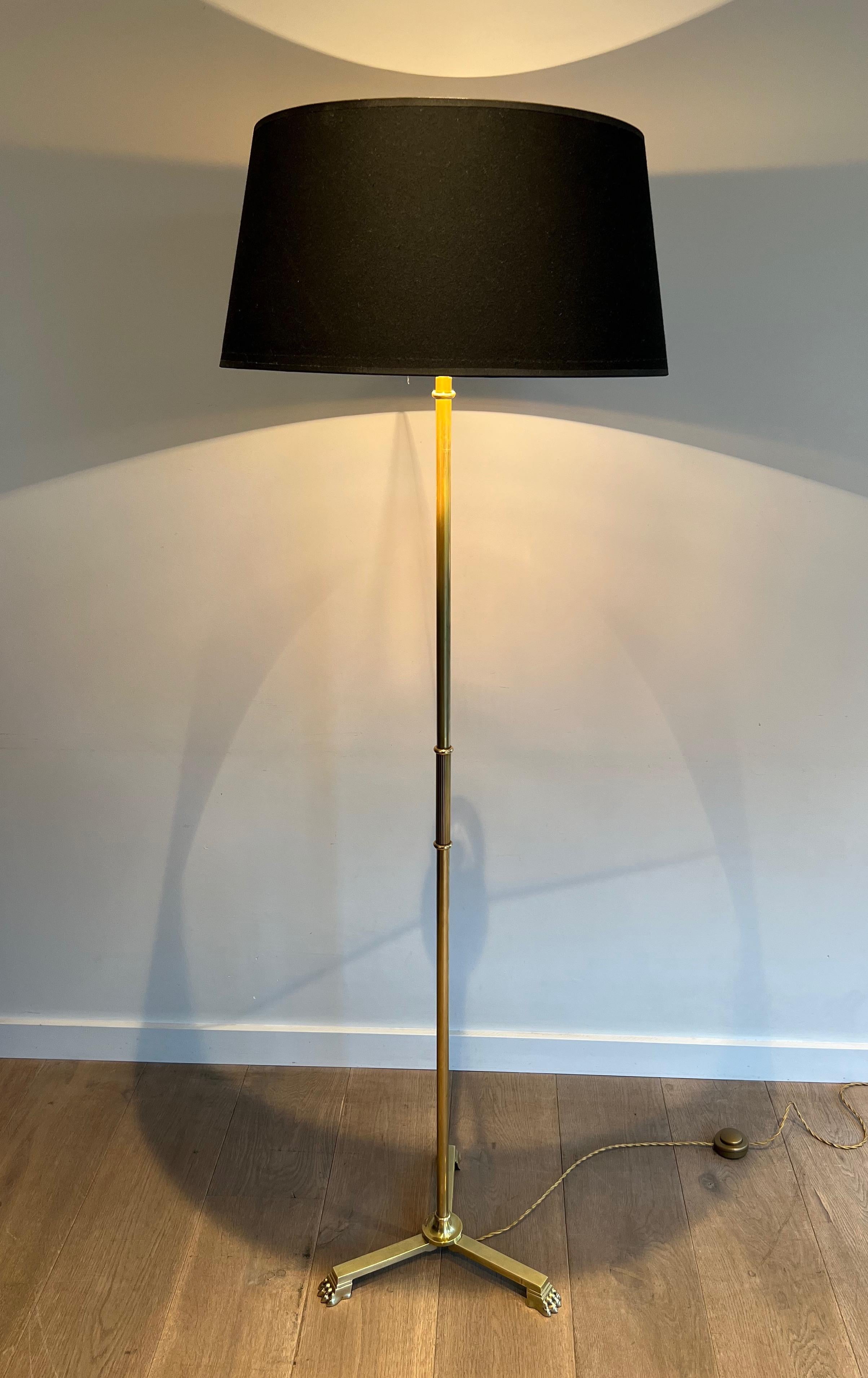 Neoclassical Style Bronze and Brass Floor lamp with claw feet by Guy Lefevre  For Sale 6