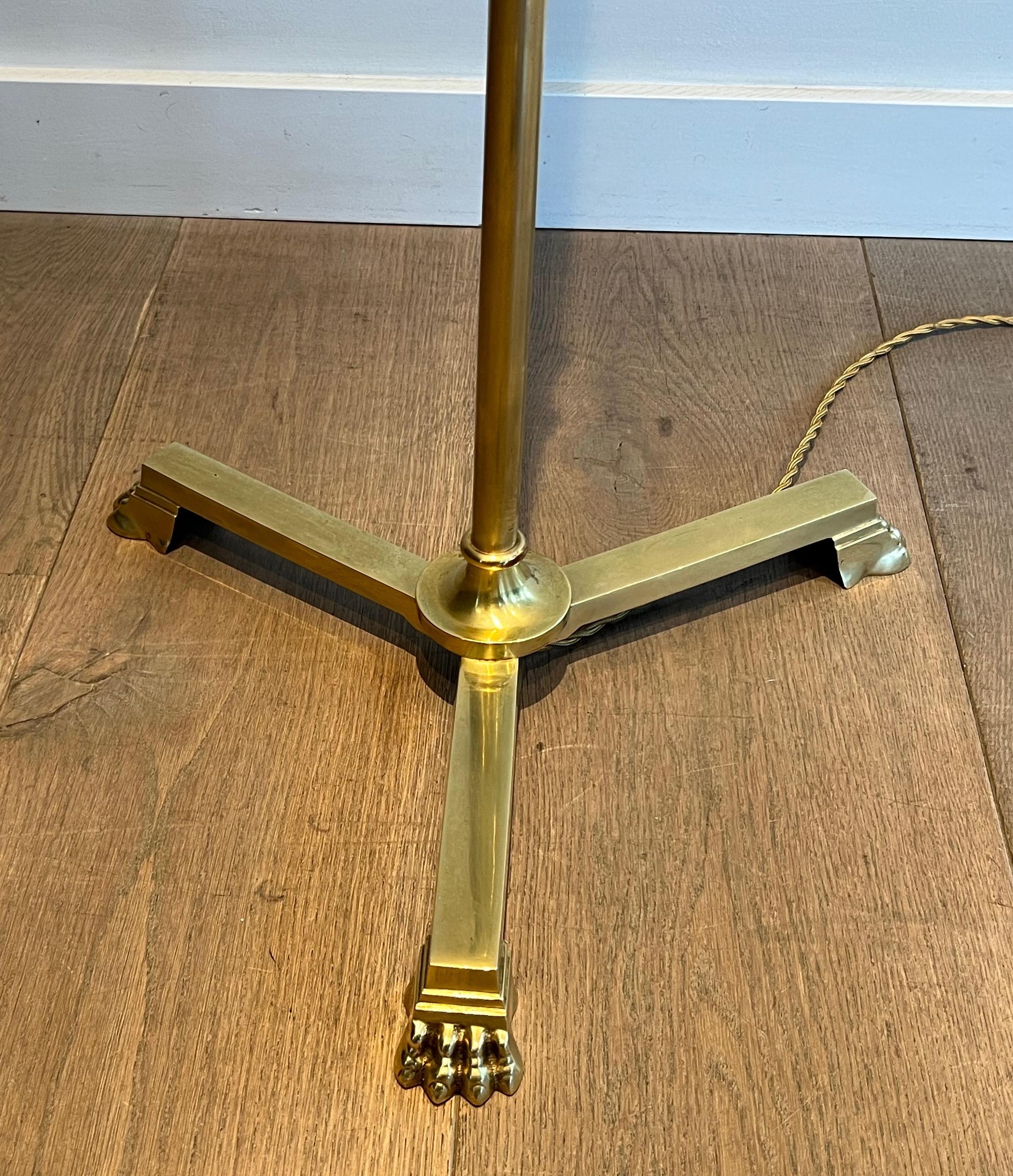 Neoclassical Style Bronze and Brass Floor lamp with claw feet by Guy Lefevre  For Sale 8
