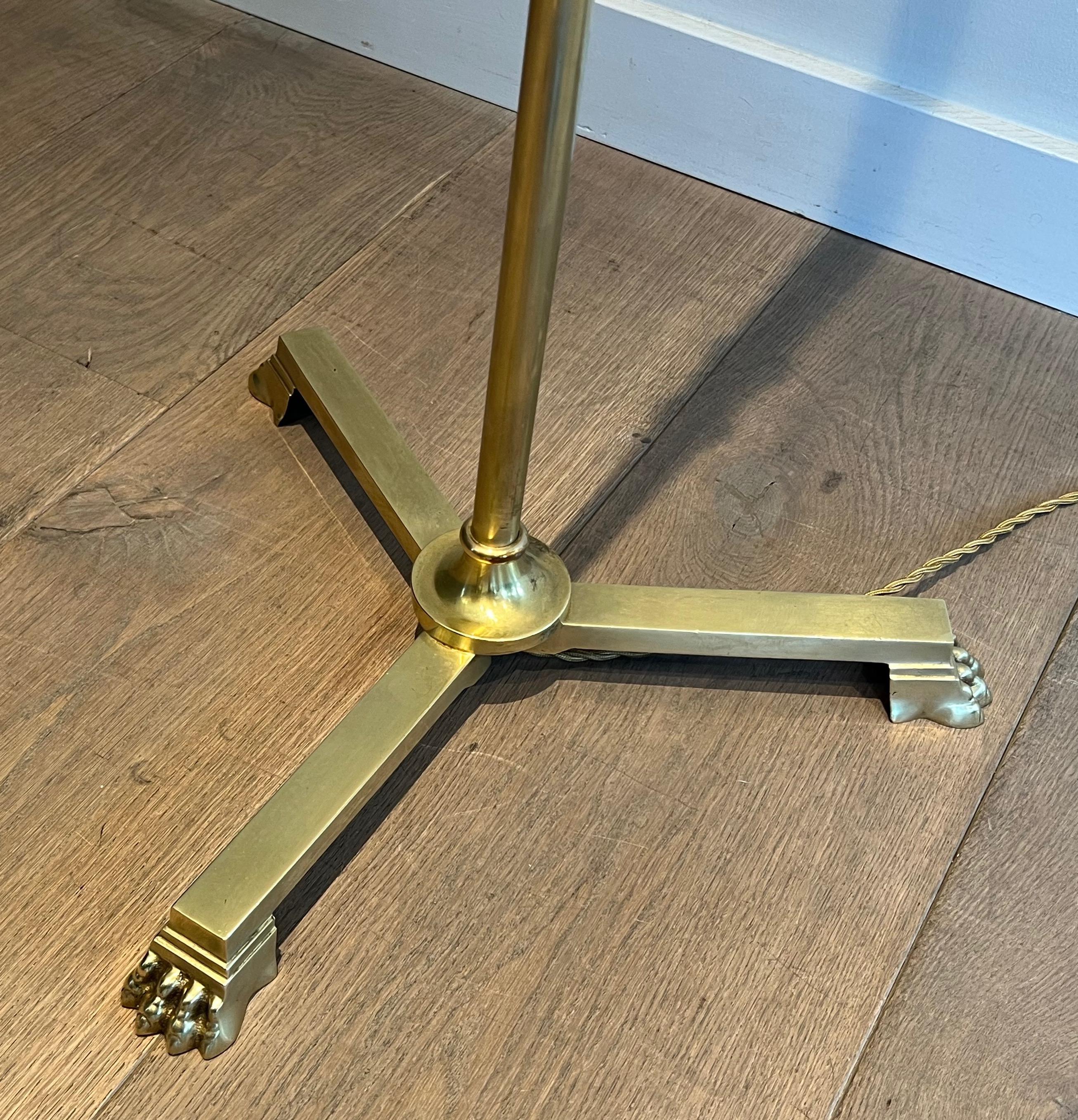 Neoclassical Style Bronze and Brass Floor lamp with claw feet by Guy Lefevre  For Sale 9