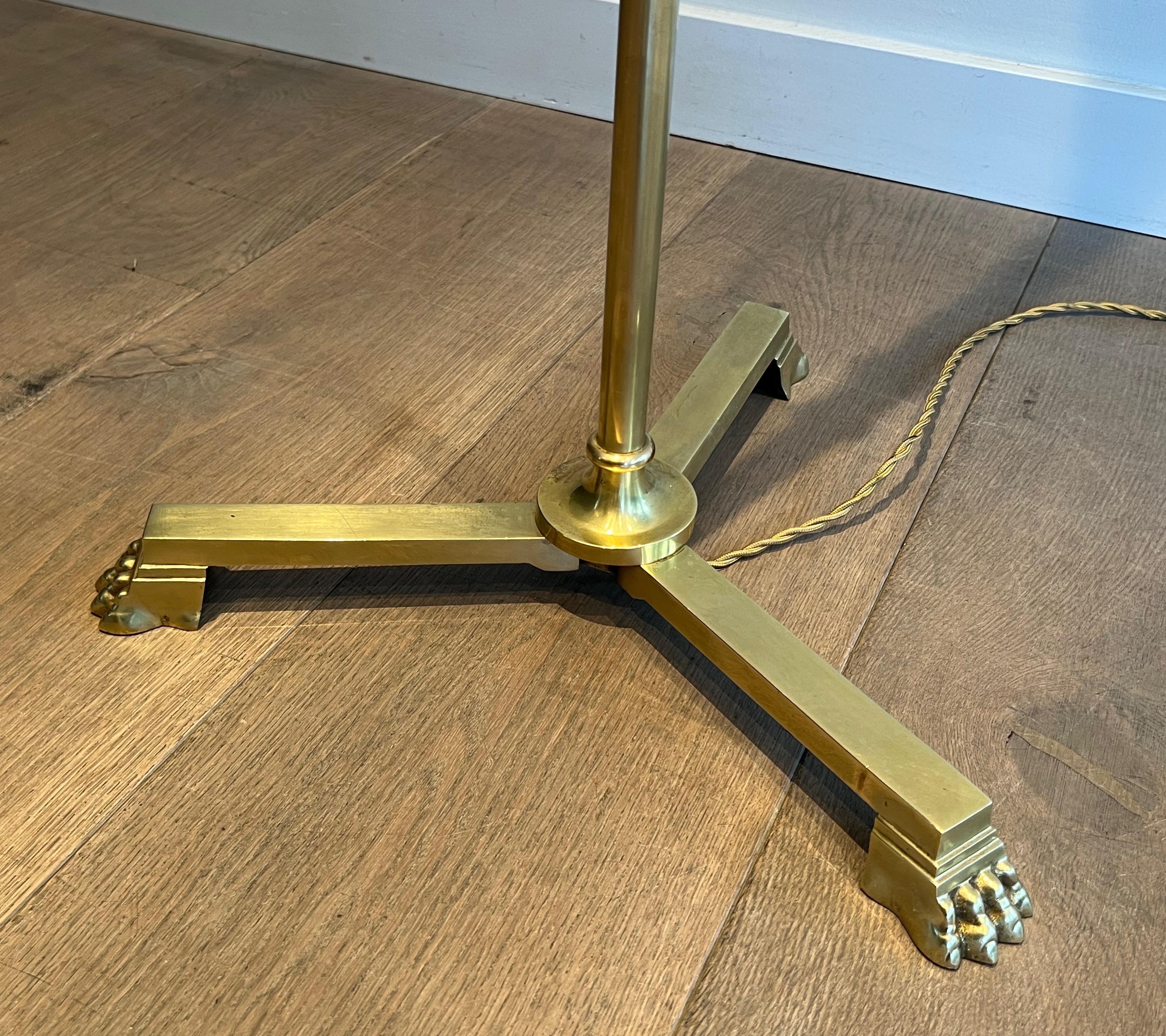 Neoclassical Style Bronze and Brass Floor lamp with claw feet by Guy Lefevre  For Sale 4