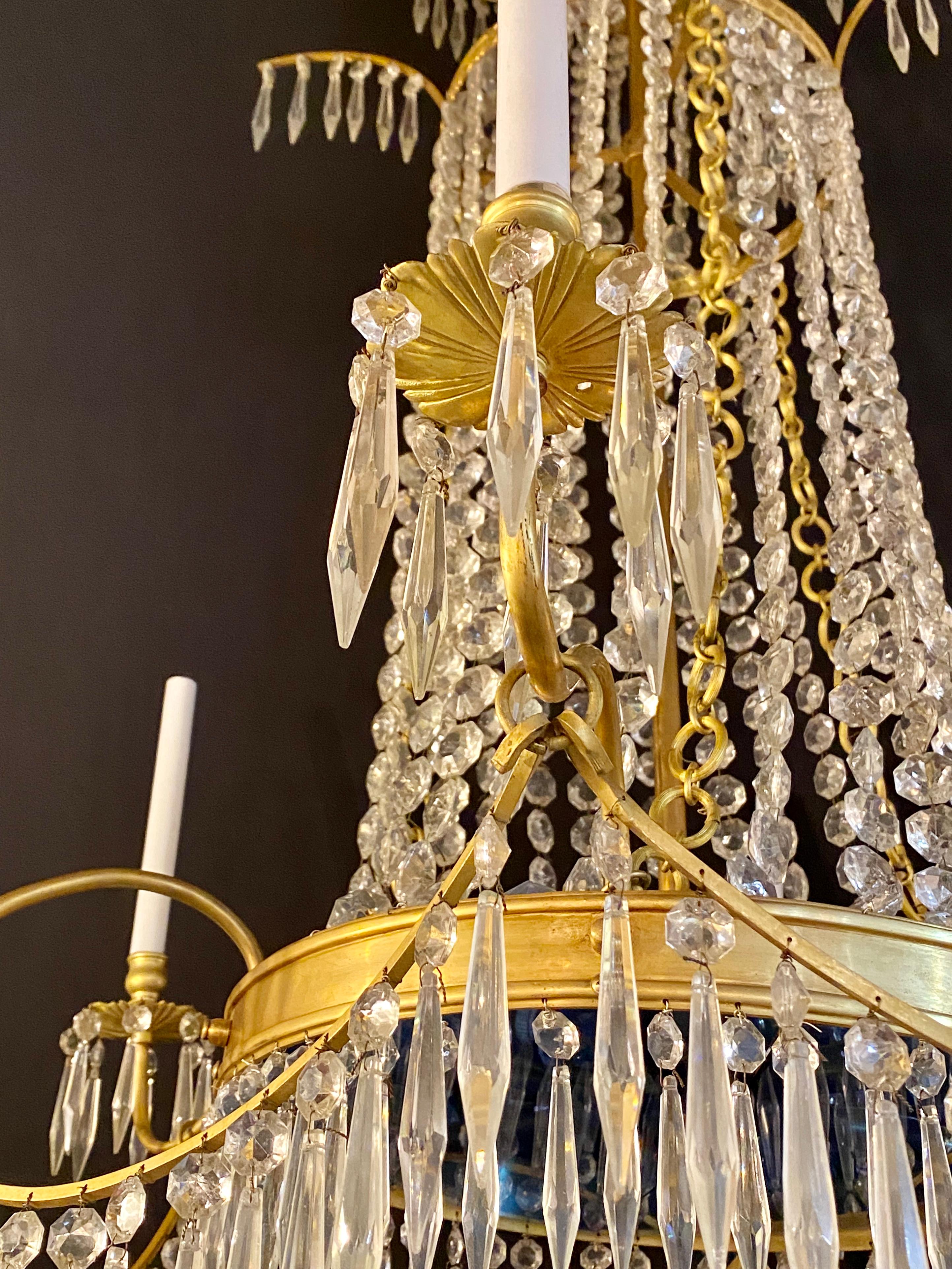 Neoclassical Style Bronze and Crystal Monumental Chandeliers, a Pair For Sale 9