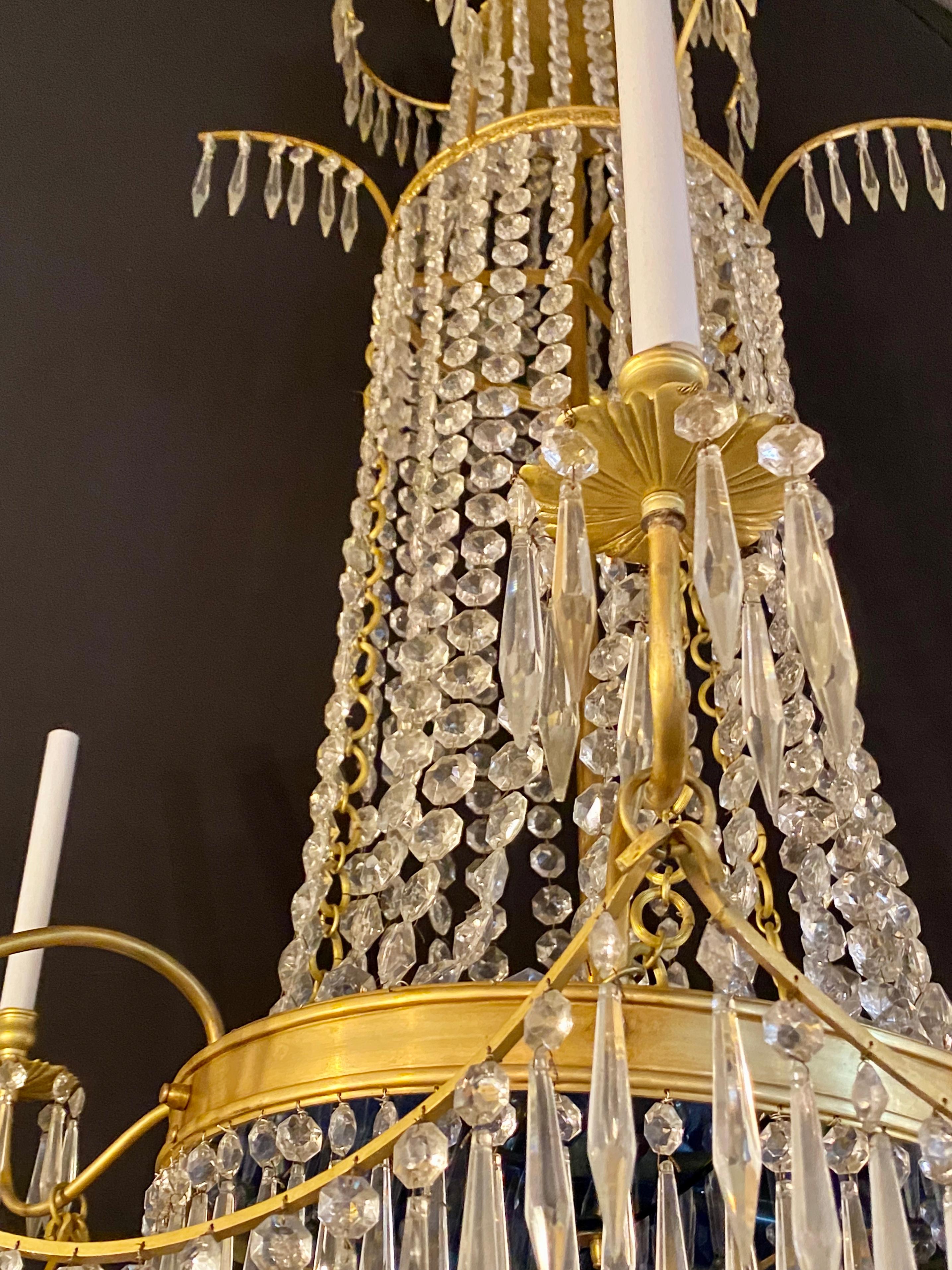 Neoclassical Style Bronze and Crystal Monumental Chandeliers, a Pair For Sale 10