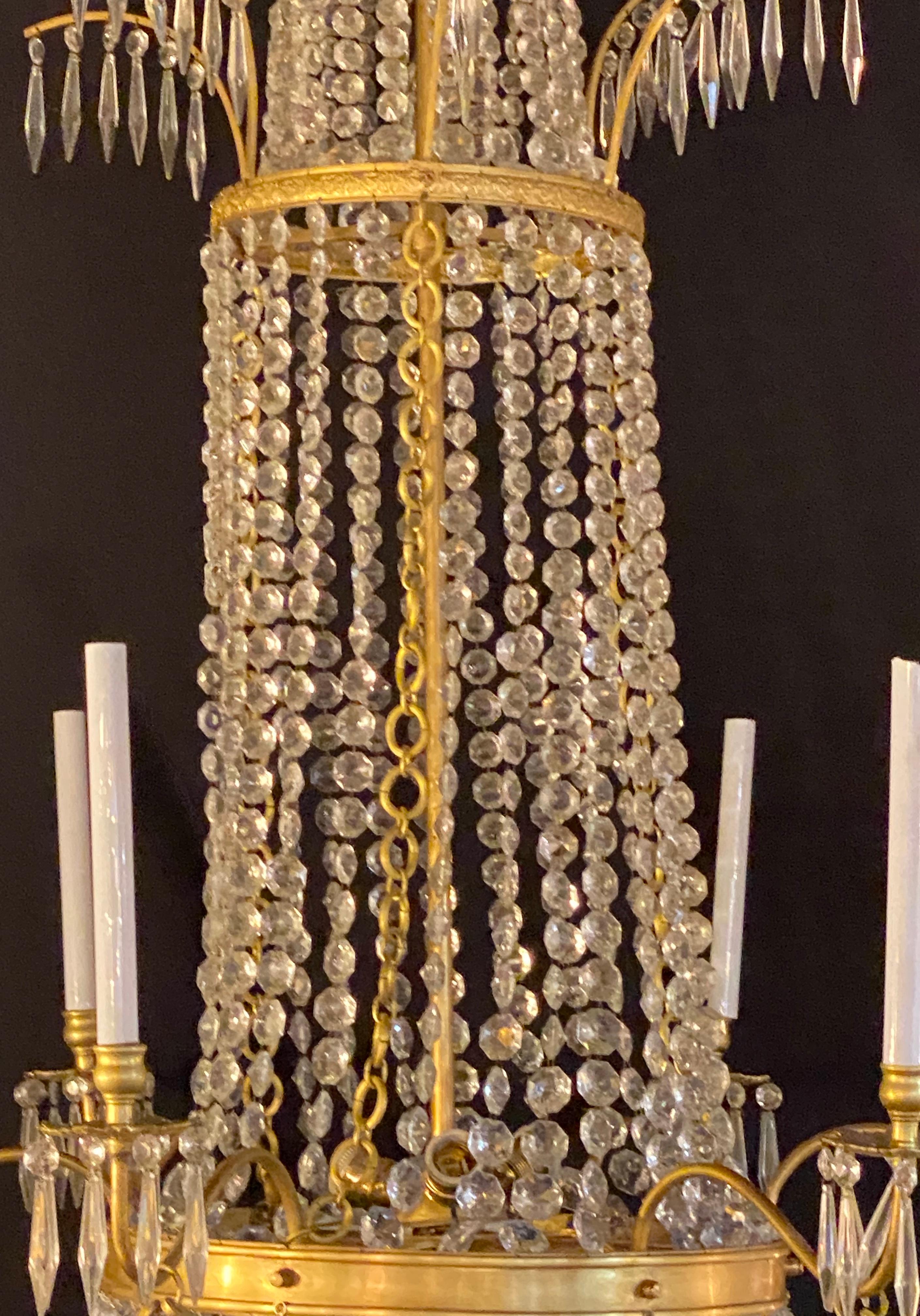 Neoclassical Style Bronze and Crystal Monumental Chandeliers, a Pair For Sale 1
