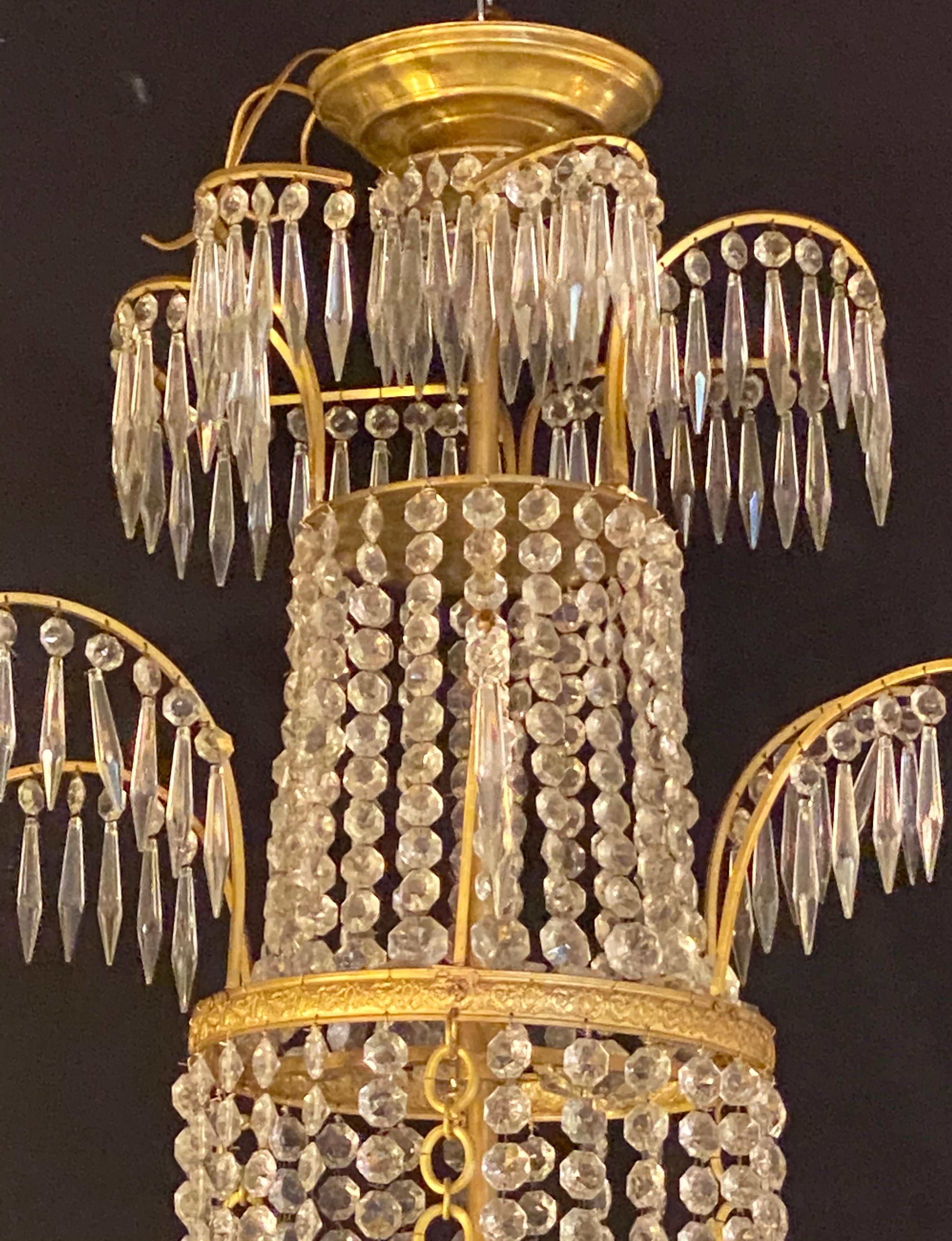 Neoclassical Style Bronze and Crystal Monumental Chandeliers, a Pair For Sale 2