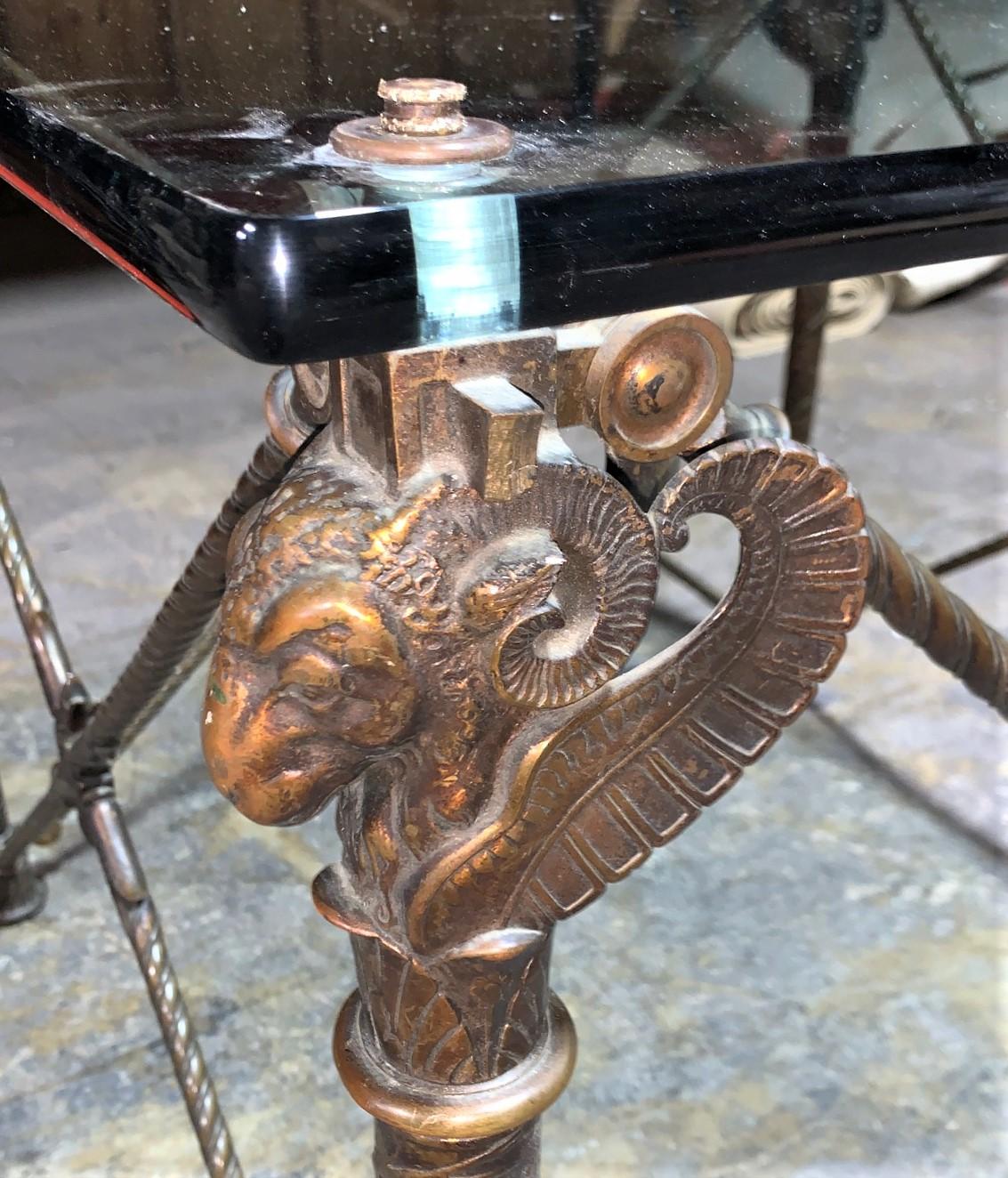 Neoclassical Style Bronze and Glass Ram's Head Cocktail Table In Good Condition In Dallas, TX