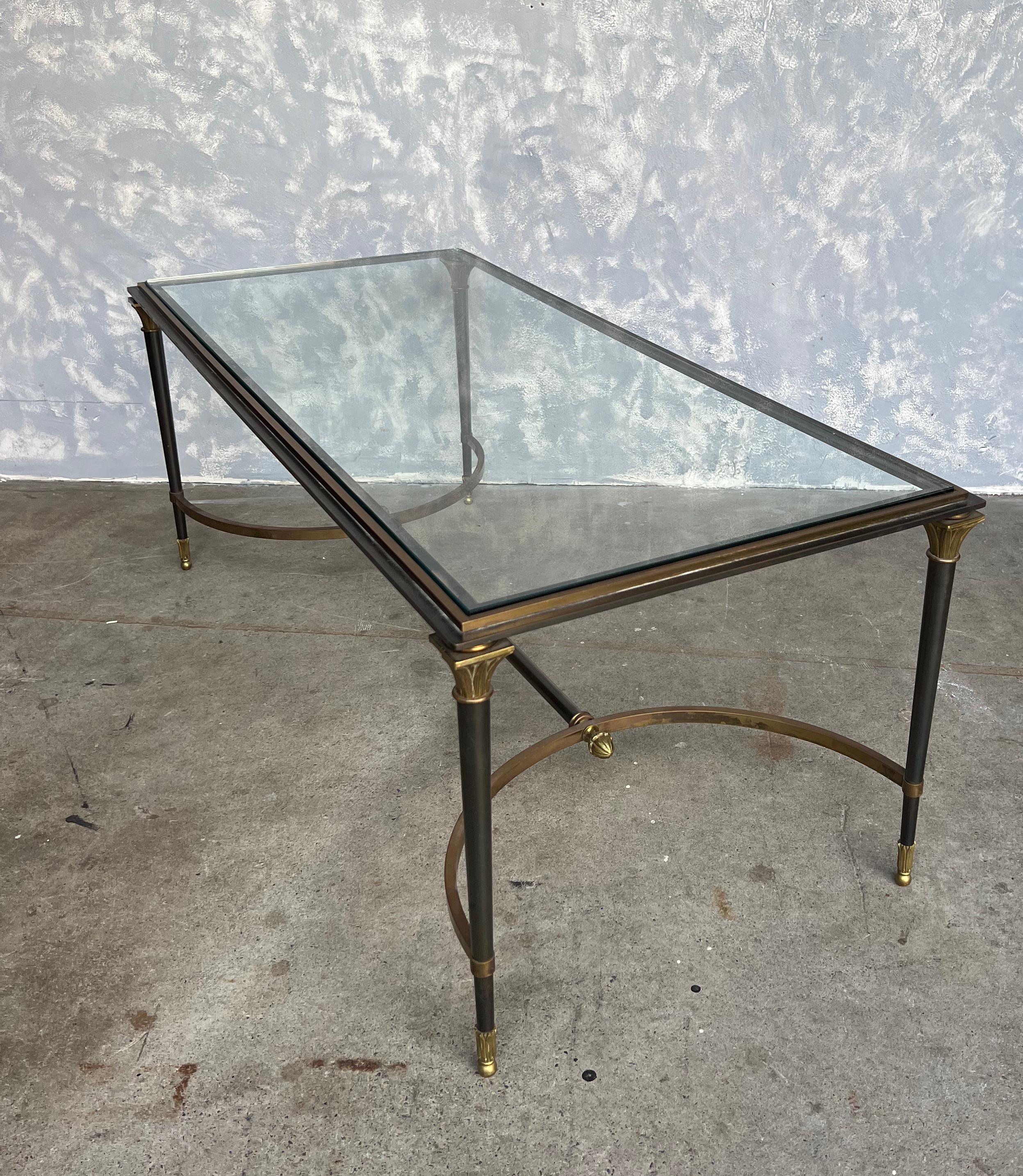Neoclassical Style Bronze and Metal Coffee Table with Glass Top 8