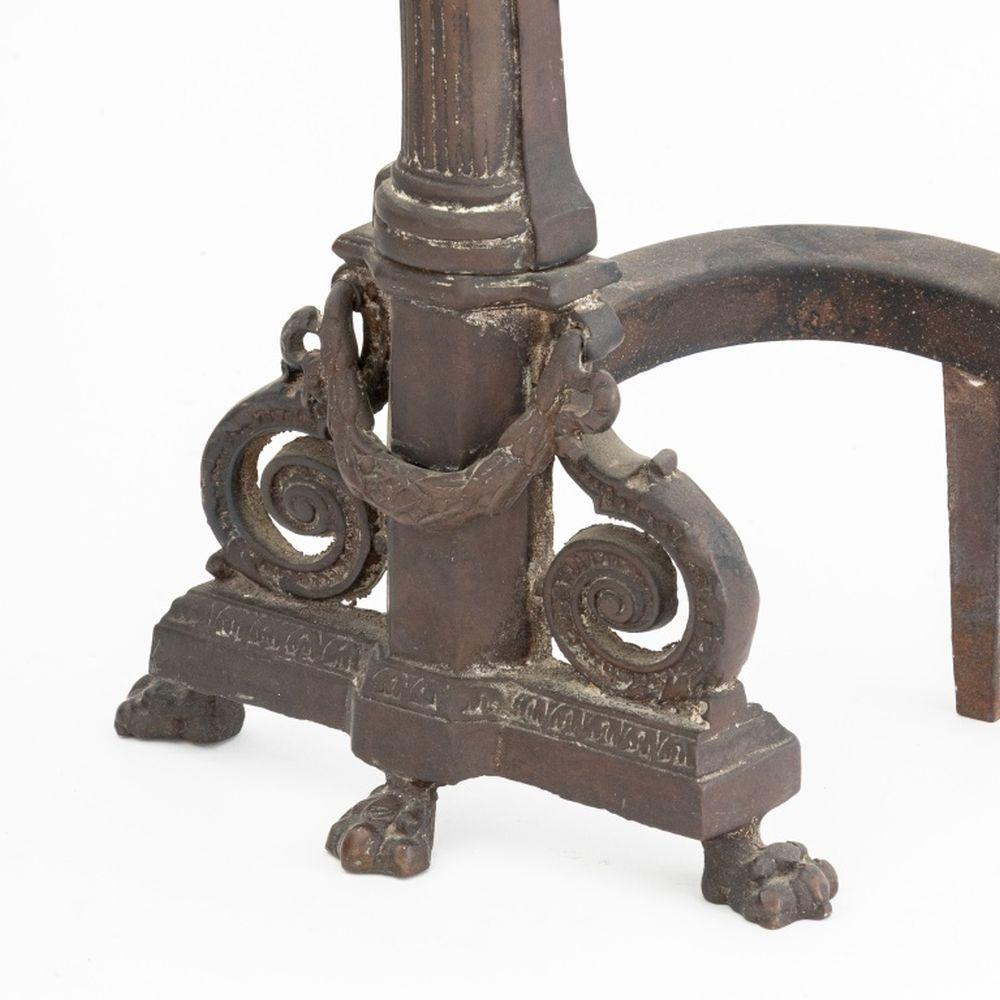 20th Century Neoclassical Style Bronze Andirons, Pair For Sale