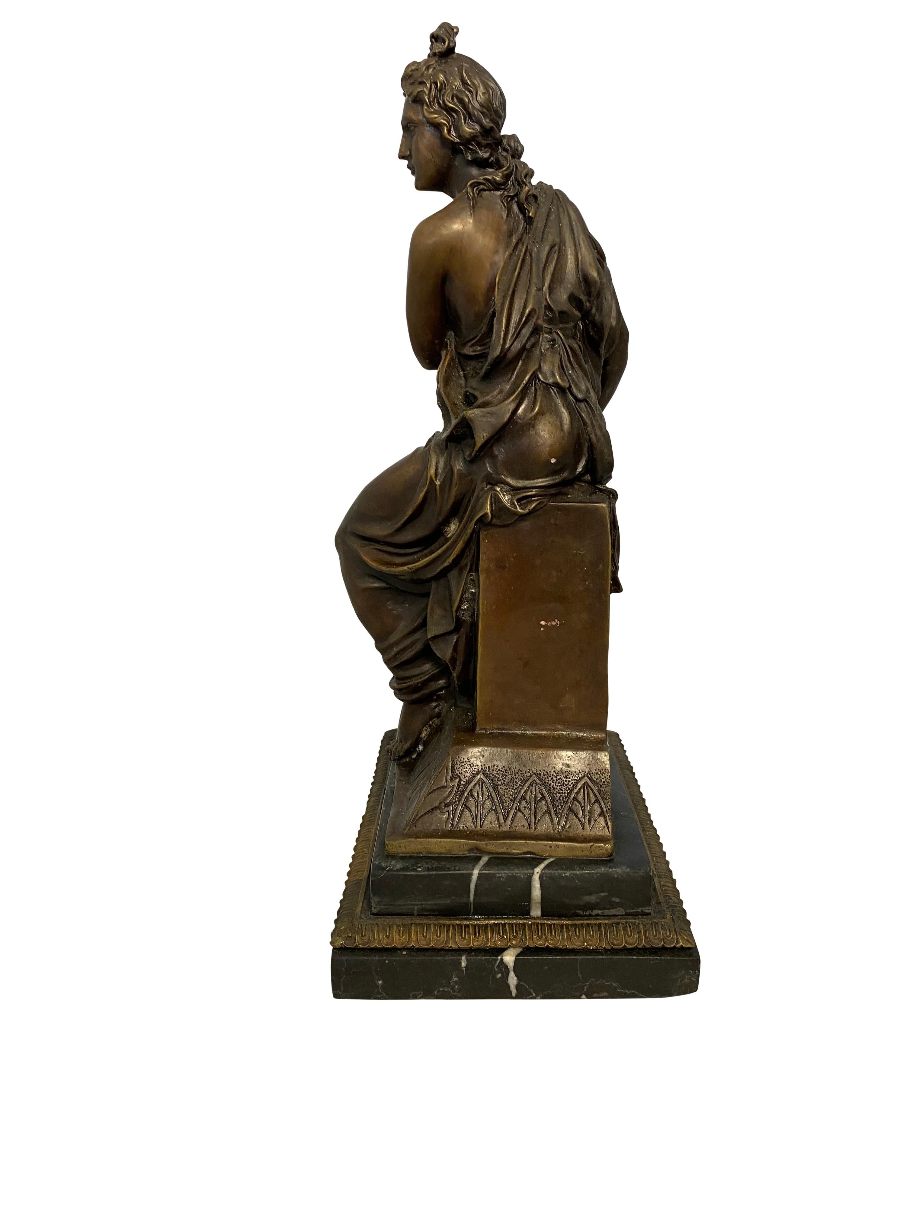 Neoclassical Style Bronze Lady on Detailed Plinth Base, 20th Century For Sale 3