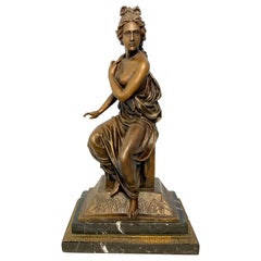 Neoclassical Style Bronze Lady on Detailed Plinth Base, 20th Century