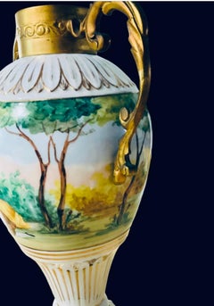 Neoclassical Style Bronze Mounted Hand Painted Porcelain Urn
