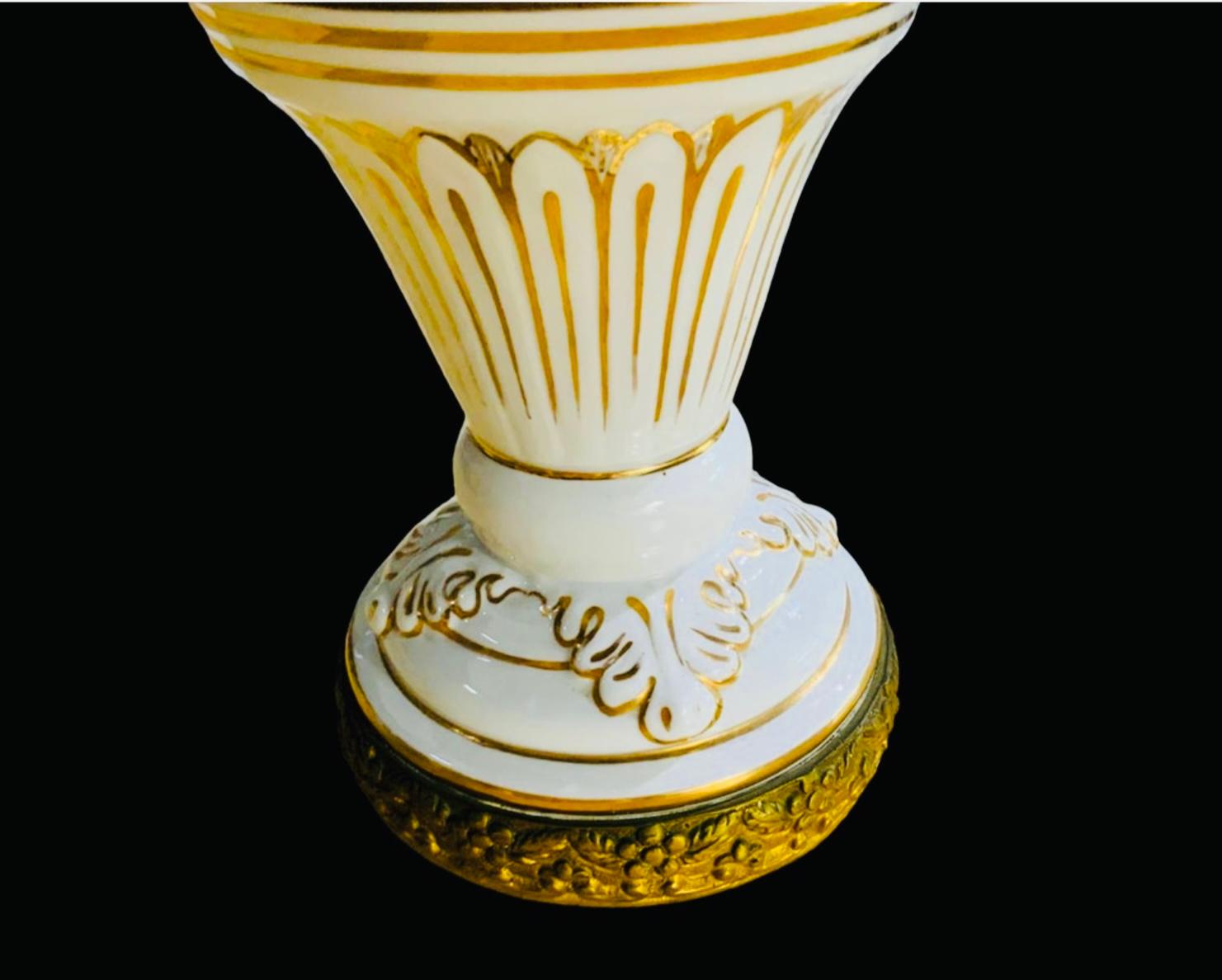 Neoclassical Style Bronze Mounted Hand Painted Porcelain Urn For Sale 1