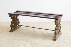 Neoclassical Style Bronzed Iron and Wood Garden Bench