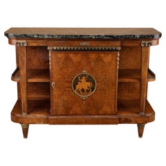 Neoclassical Style Burl Walnut Credenza with Verde Antico Marble Top