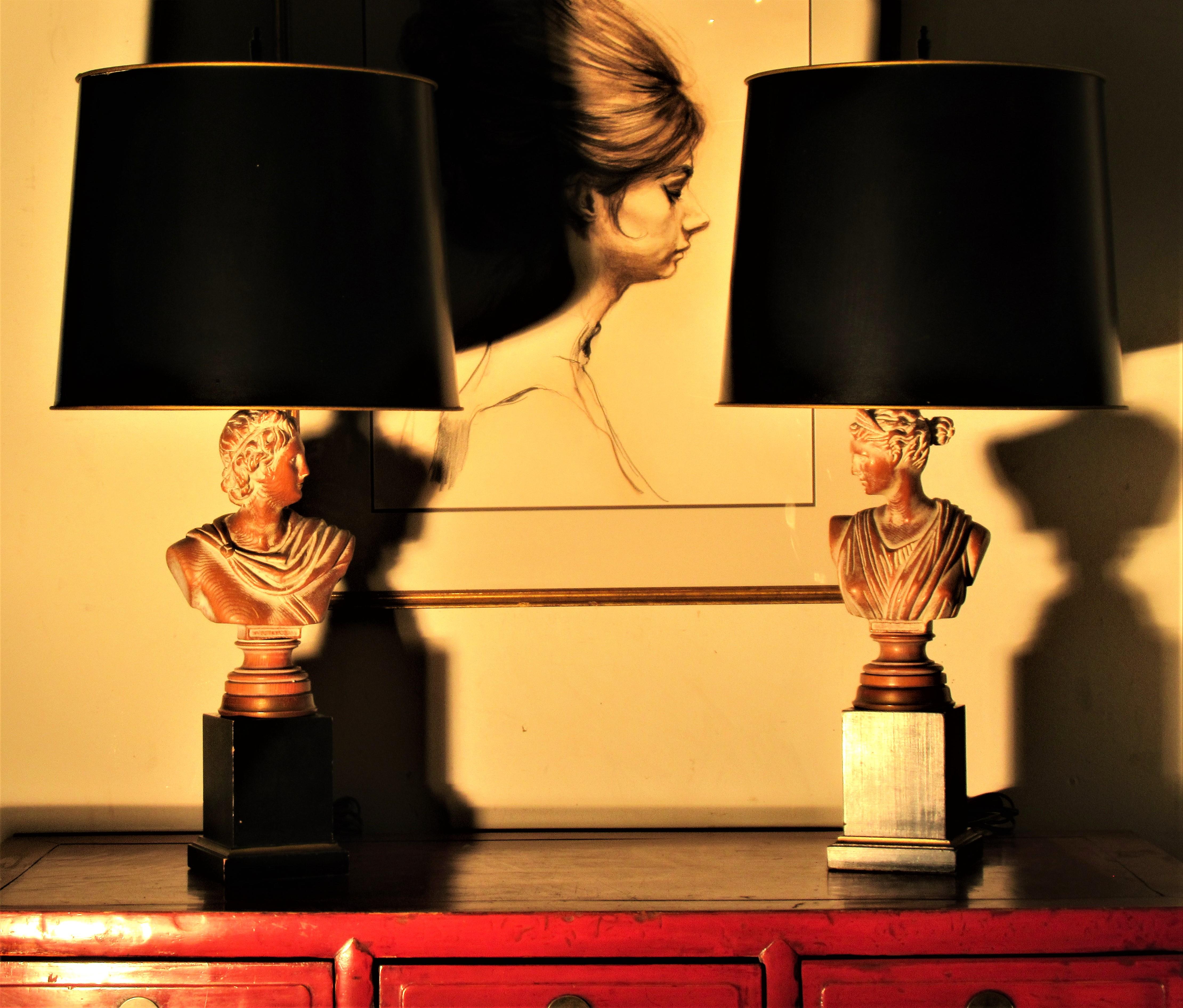 Neoclassical Style Bust Lamps of Daphne and Apollo 3