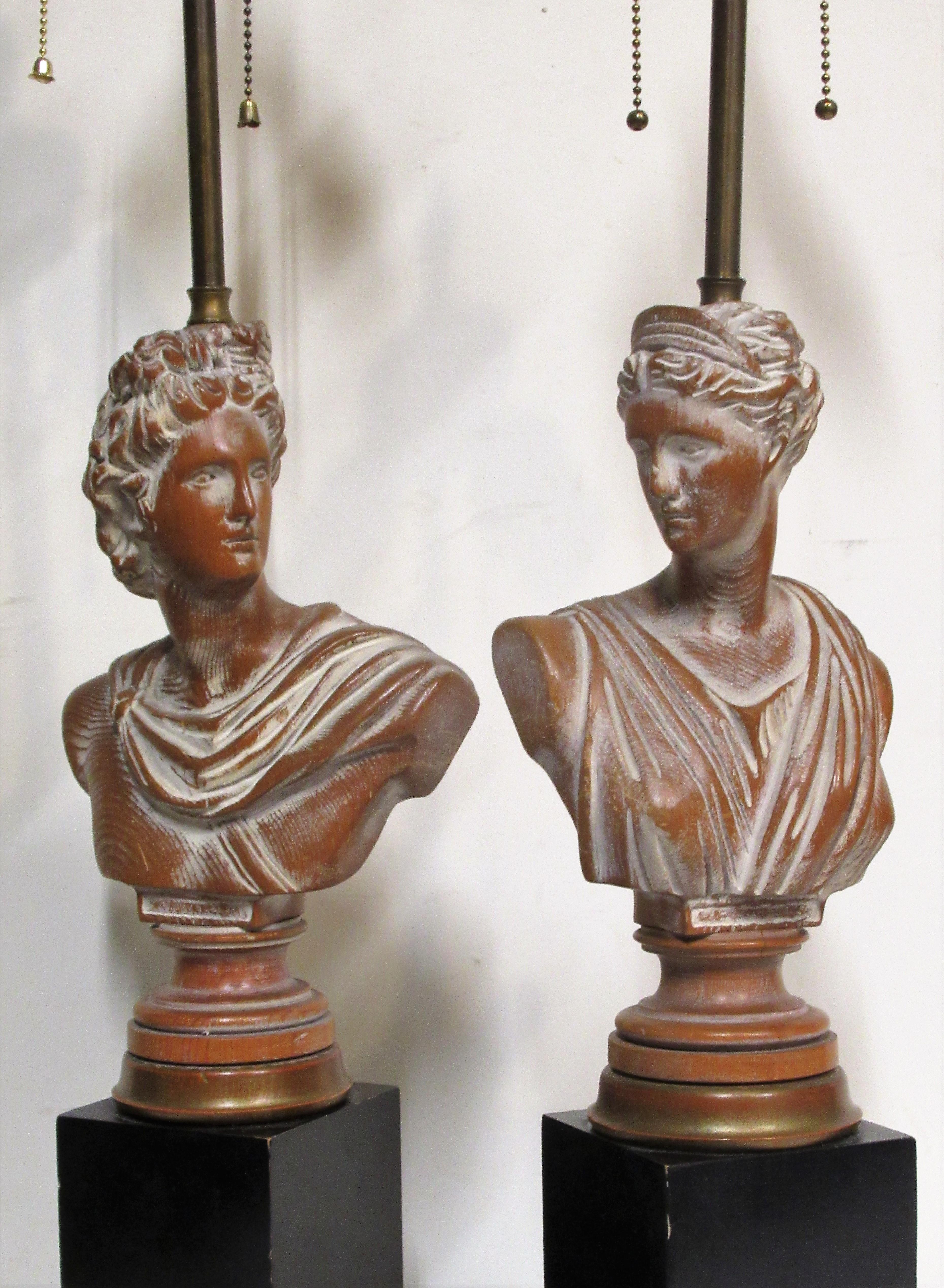 Neoclassical Style Bust Lamps of Daphne and Apollo 5