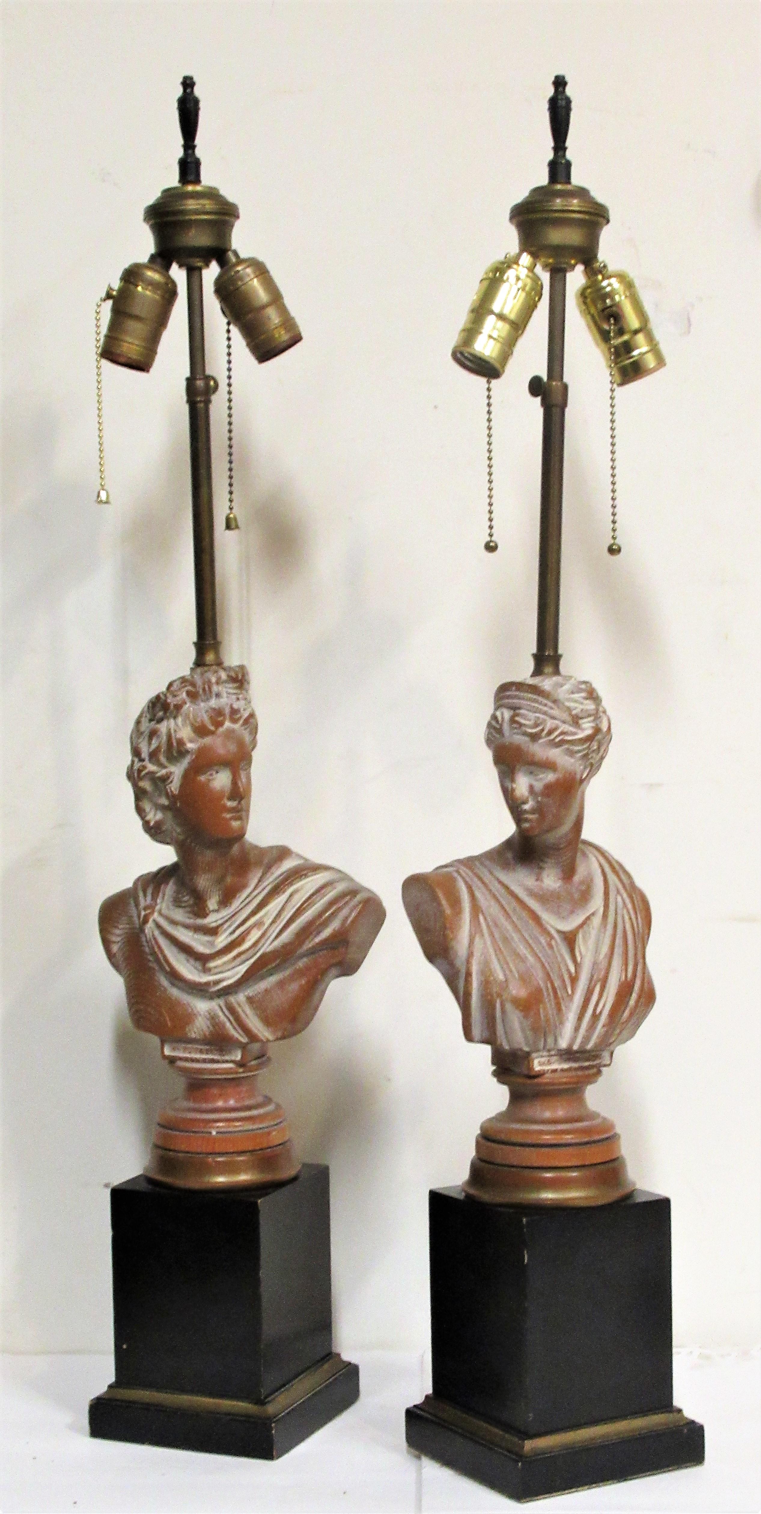 Italian Neoclassical Style Bust Lamps of Daphne and Apollo
