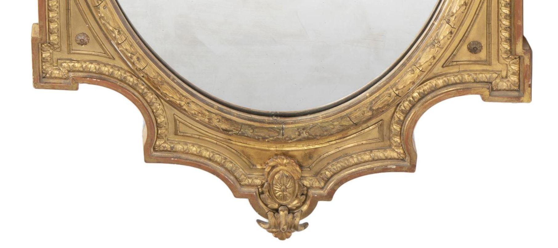 Neoclassical-Style Carved and Gilt Mirror, 19th Century In Good Condition In Cypress, CA