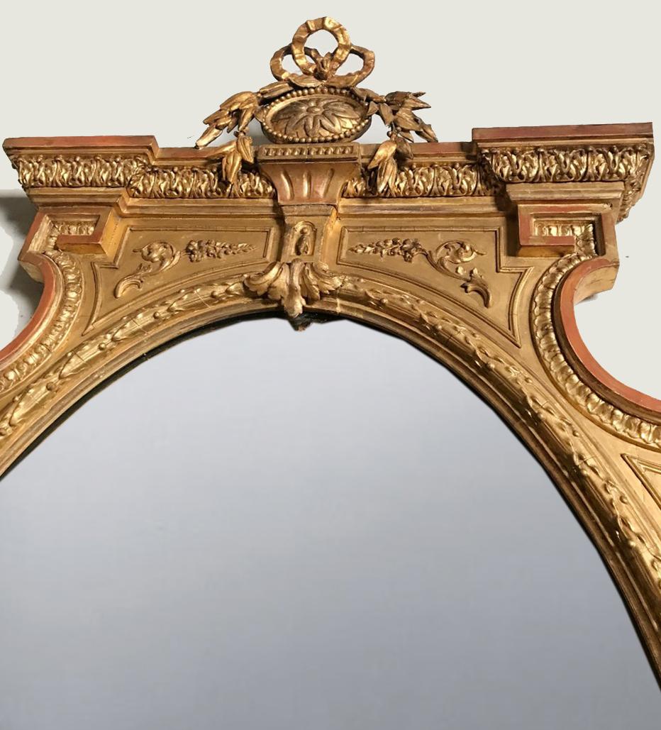 Neoclassical-Style Carved and Gilt Mirror, 19th Century 3