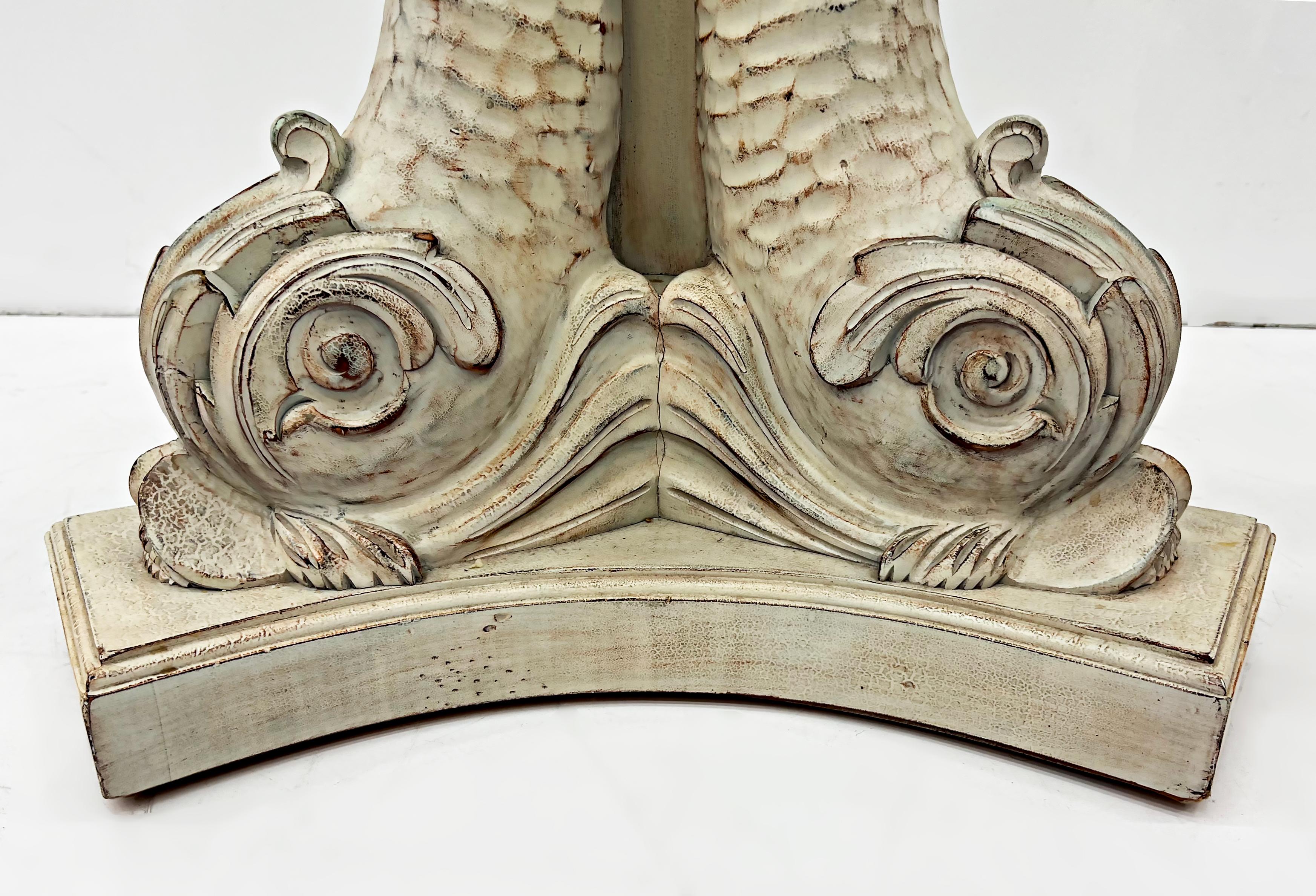 Spanish Neoclassical Style Carved Dolphins Venetian Gueridon Table with Glass Top For Sale